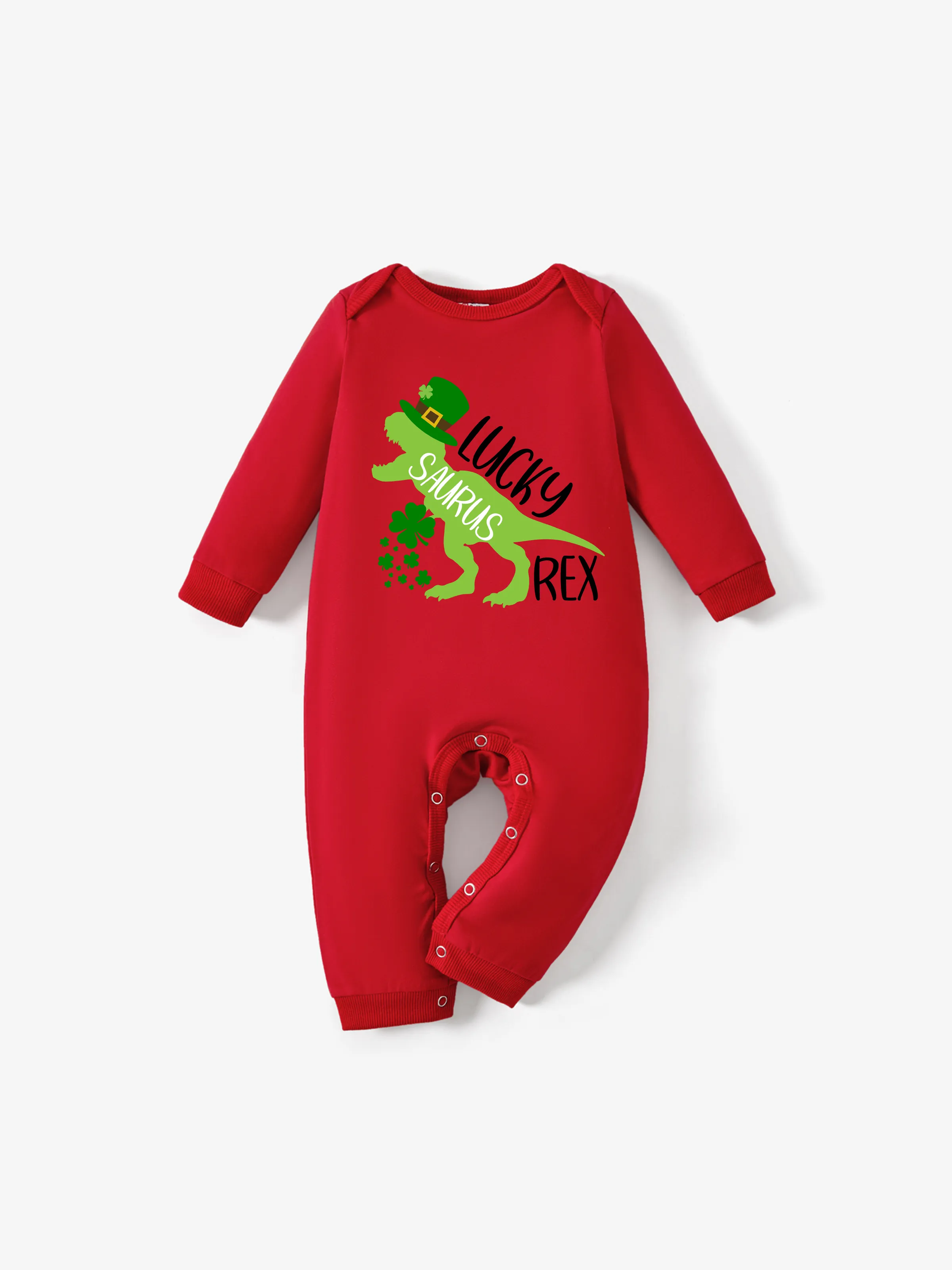 

St. Patrick's Day Baby Boy Dino Print Jumpsuit