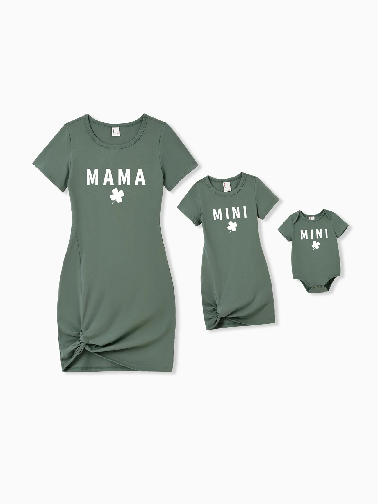 St. Patrick's Matching Cotton Mommy and Me Green Body-con Dresses