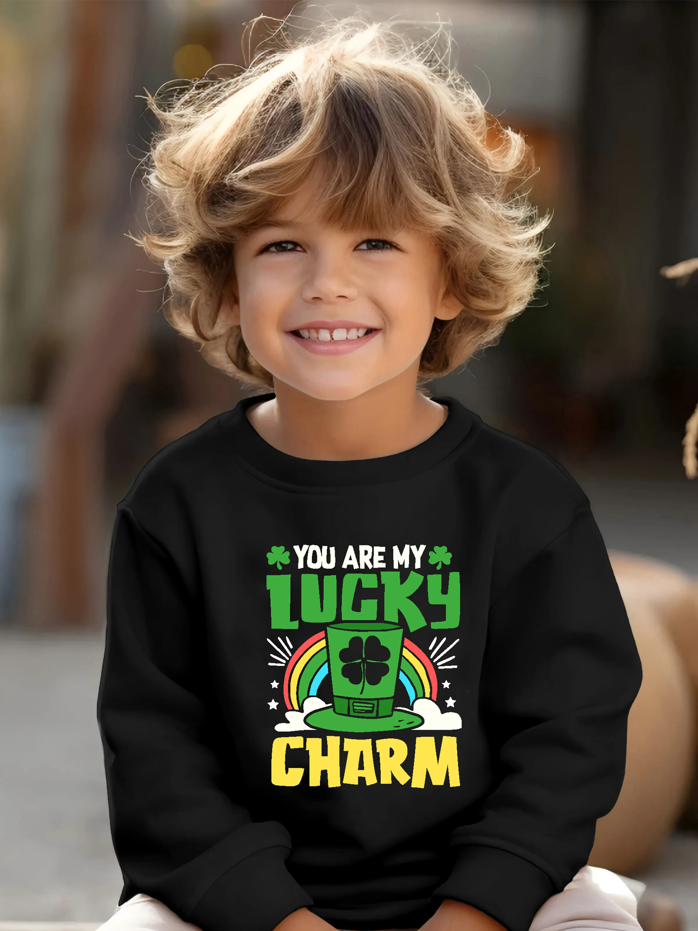 

St. Patrick's Day Toddler/Kid Boy Letter Print Sweatshirt