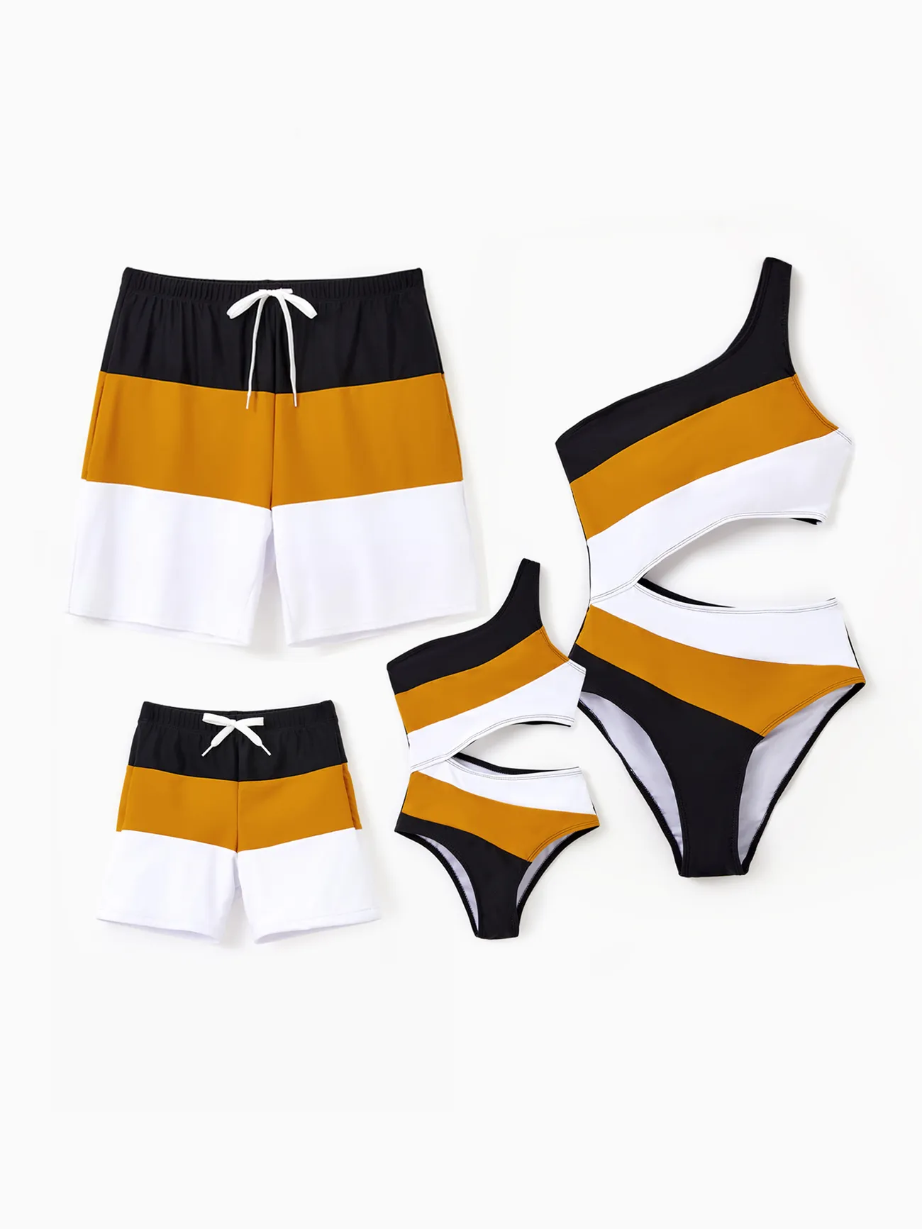 Family Matching Swimsuits - Monokini for Mommy and Me, Swim Trunks for Father and Son - Multi-color - image 1