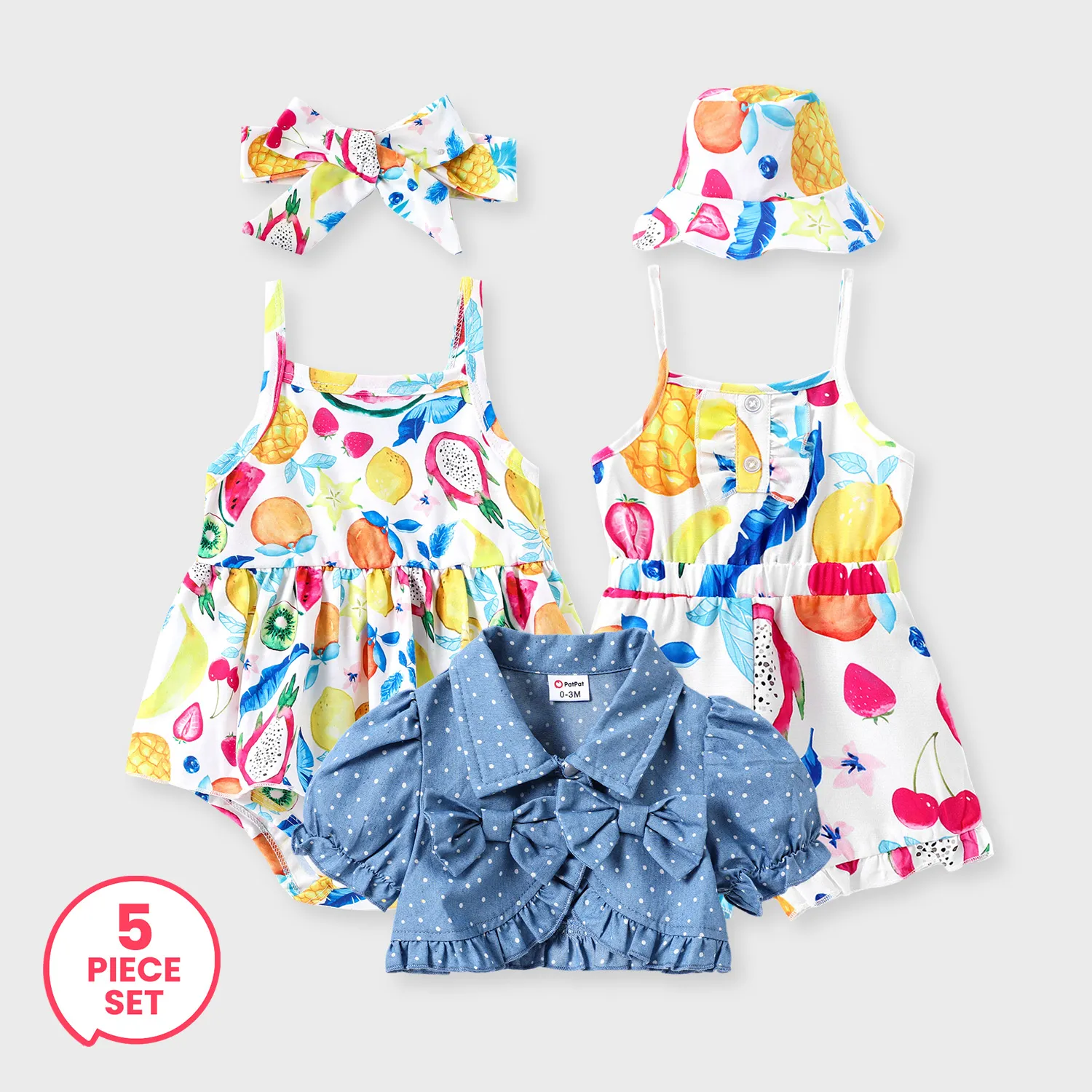 

5-Piece Baby Girl Childlike Fruit Style Set