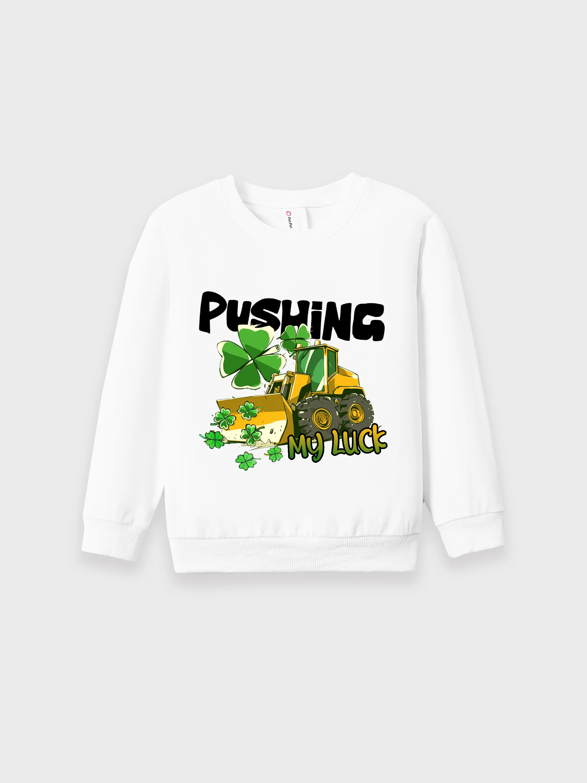 

St.Patrick's Day Baby Boy Cotton Vehicle Print Sweatshirt