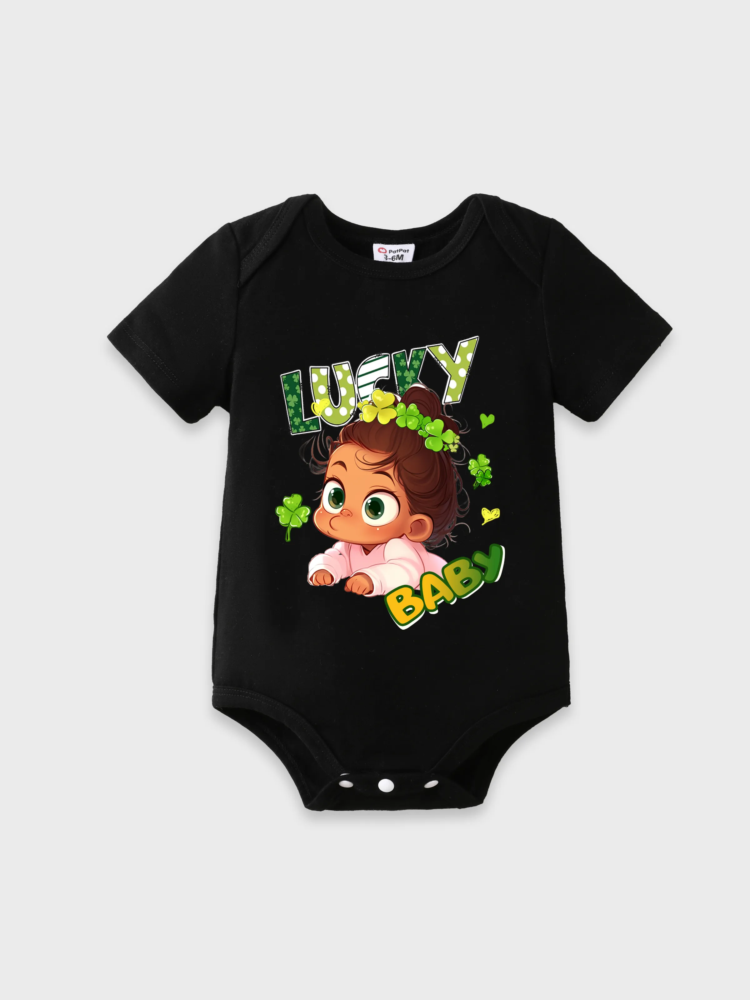 

St. Patrick's Day Baby Girl Character Print Romper