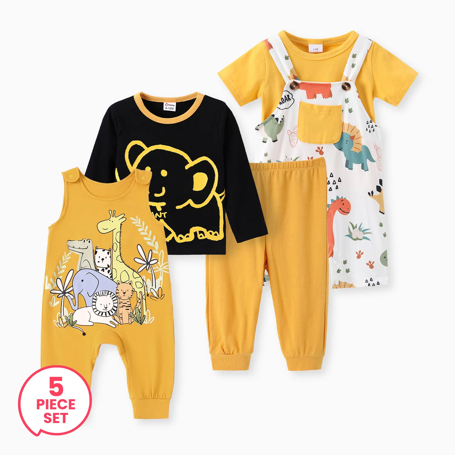 

5-Piece Baby Boy Childlike Animal Pattern Set