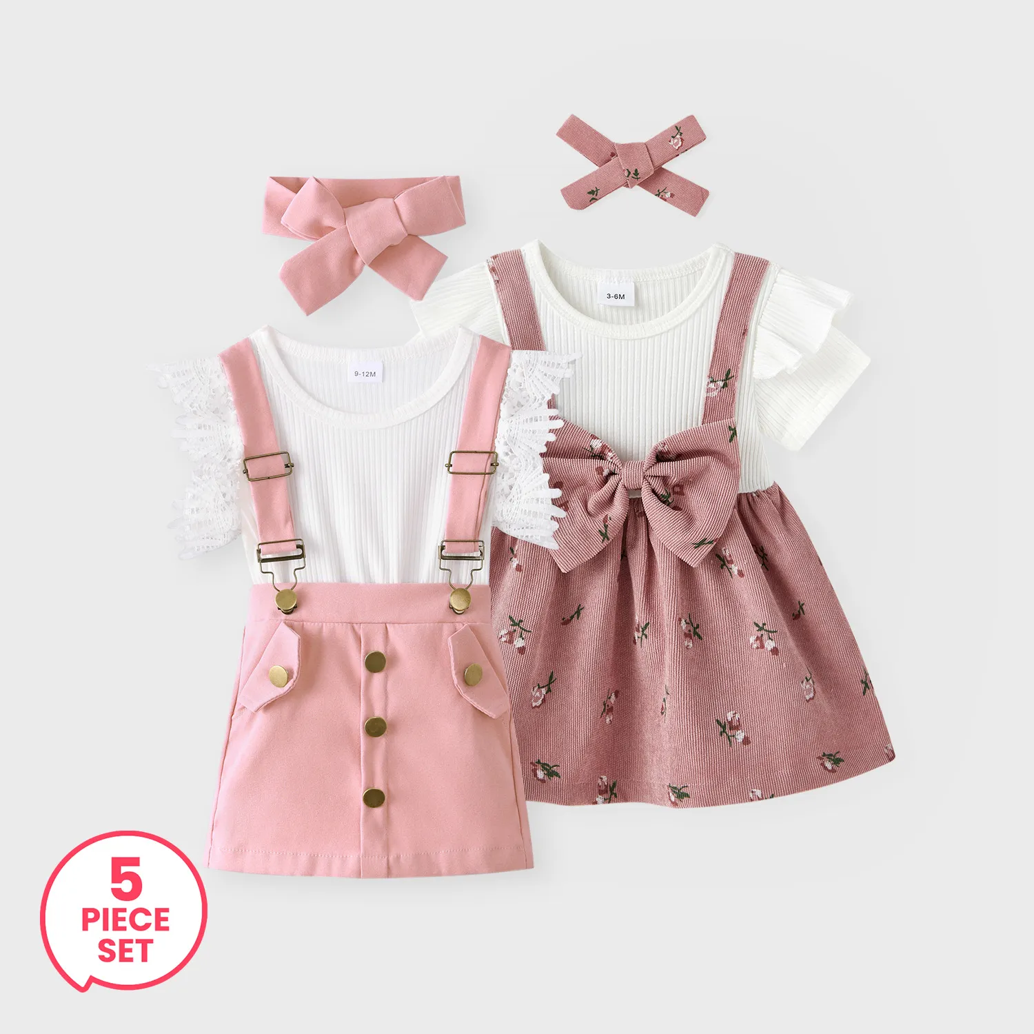 

5-Piece Baby Girl Sweet Light Pink Set