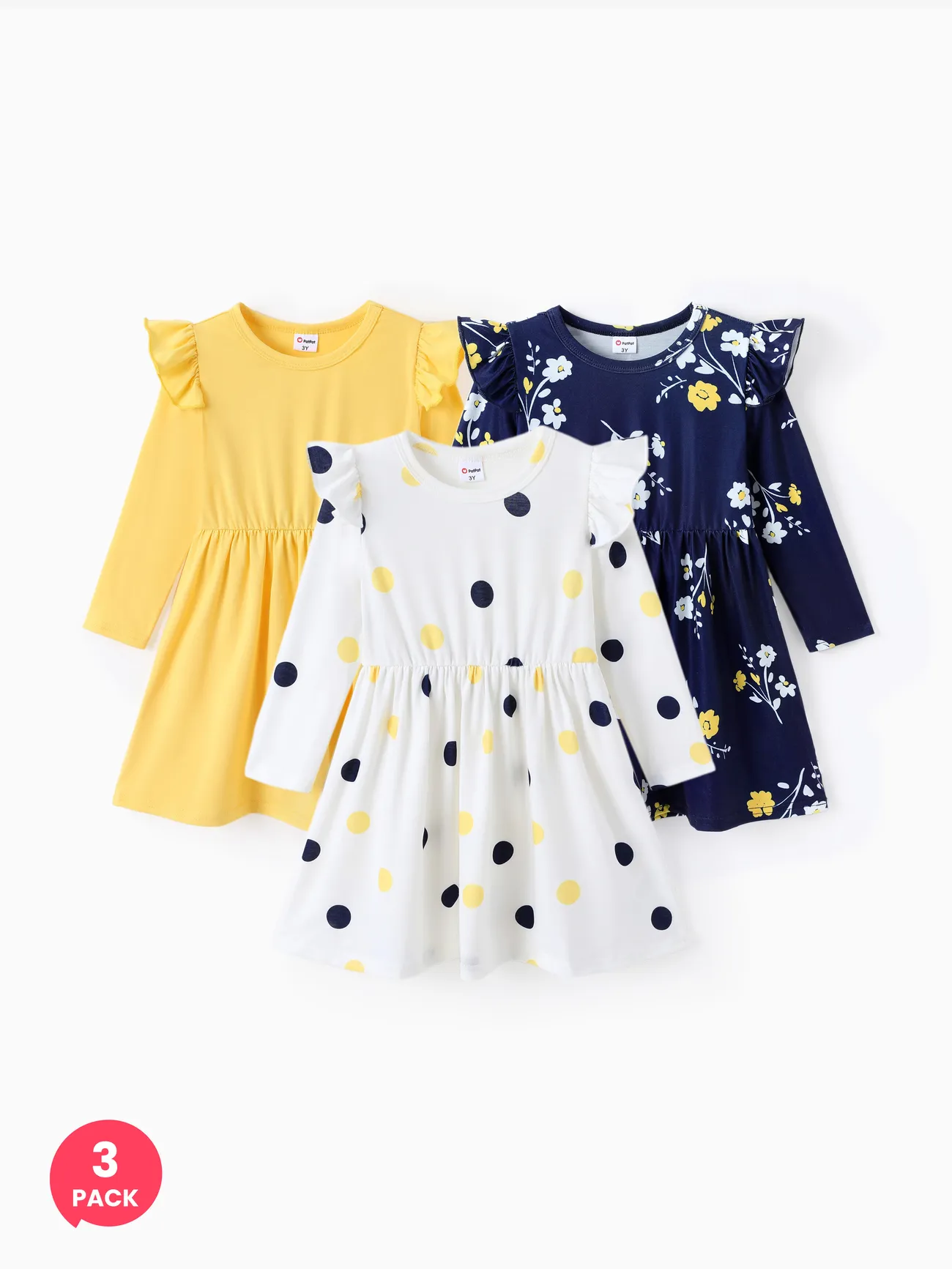 

3-Pack Toddler Girl Floral Print Flutter-sleeve Dress