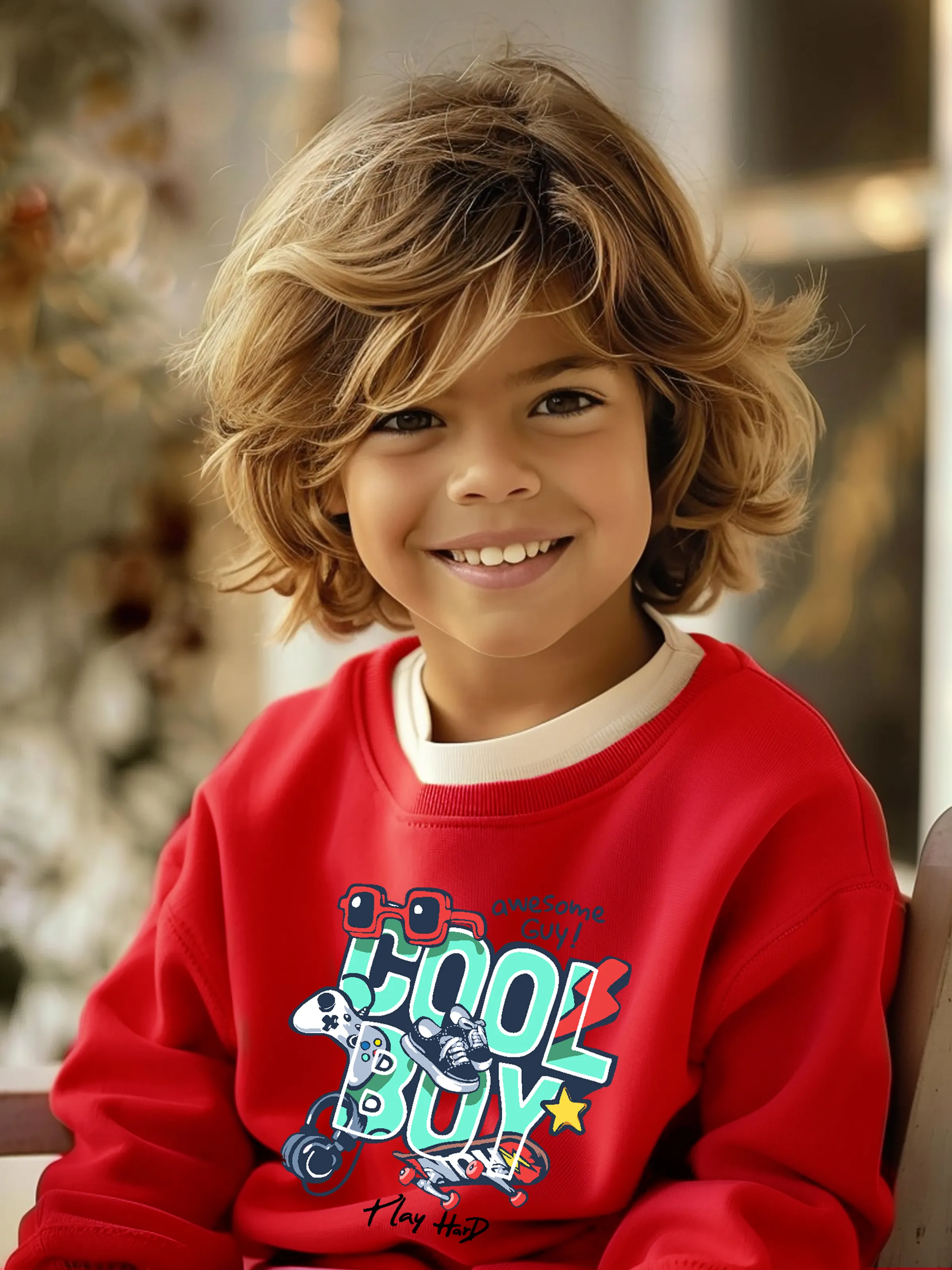 

Toddler/Kid Boy Cotton Letter Print Sweatshirt