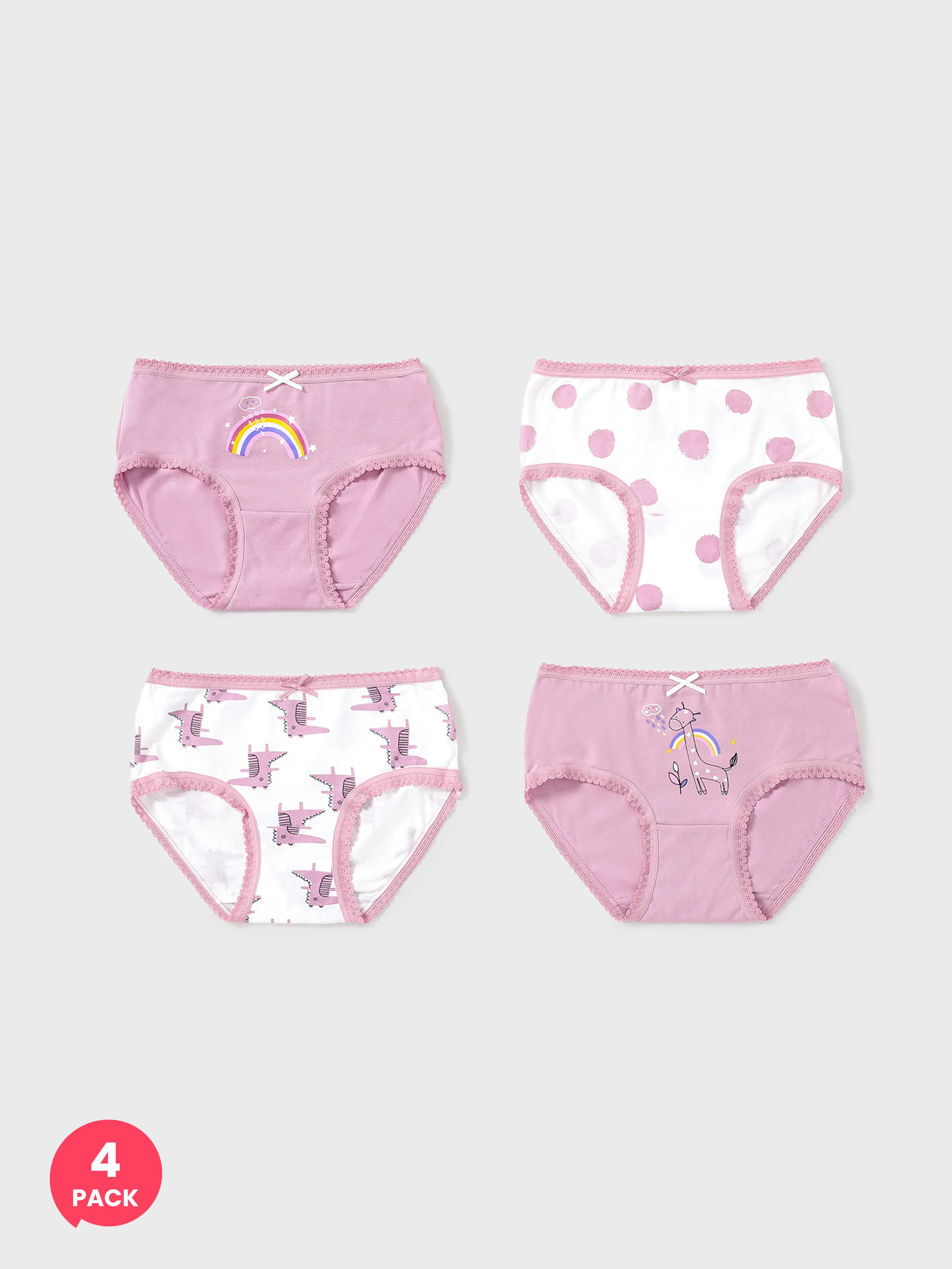 

4pcs Kid Girl 3D Hyper-Tactile Cotton Cute Animal Print Underwear Set