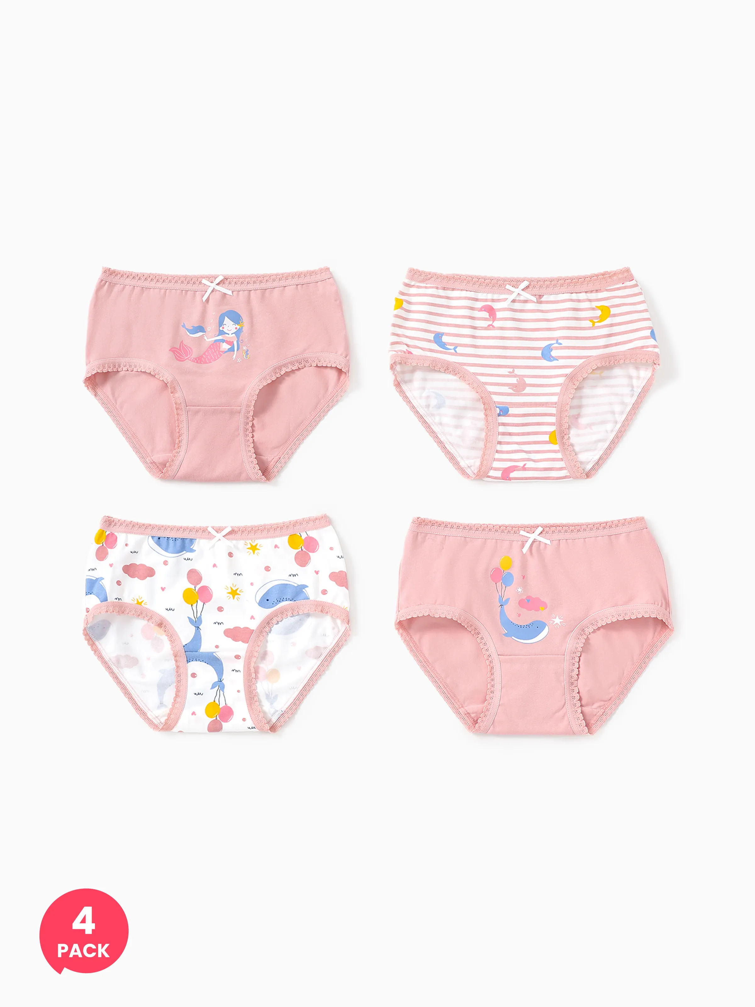 

4pcs Kid Girl 3D Hyper-Tactile Cotton Cute Animal Print Underwear Set