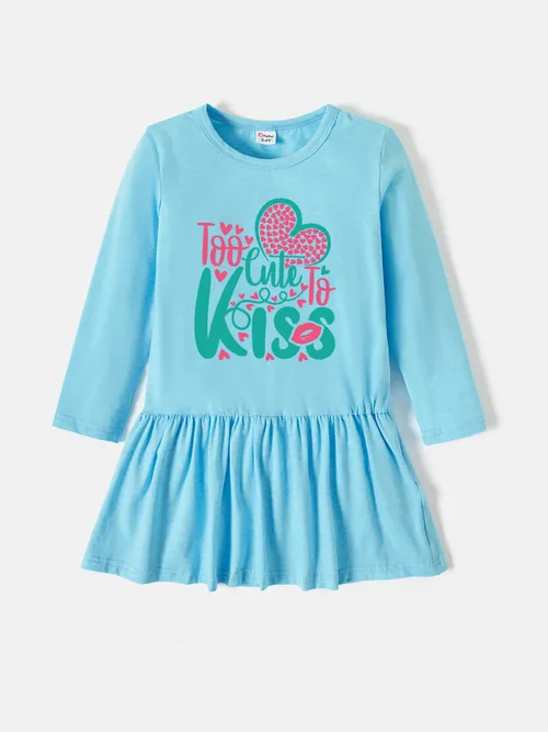 

Valentine's Day Toddler/Kid Girl Cotton Letter Print Dress