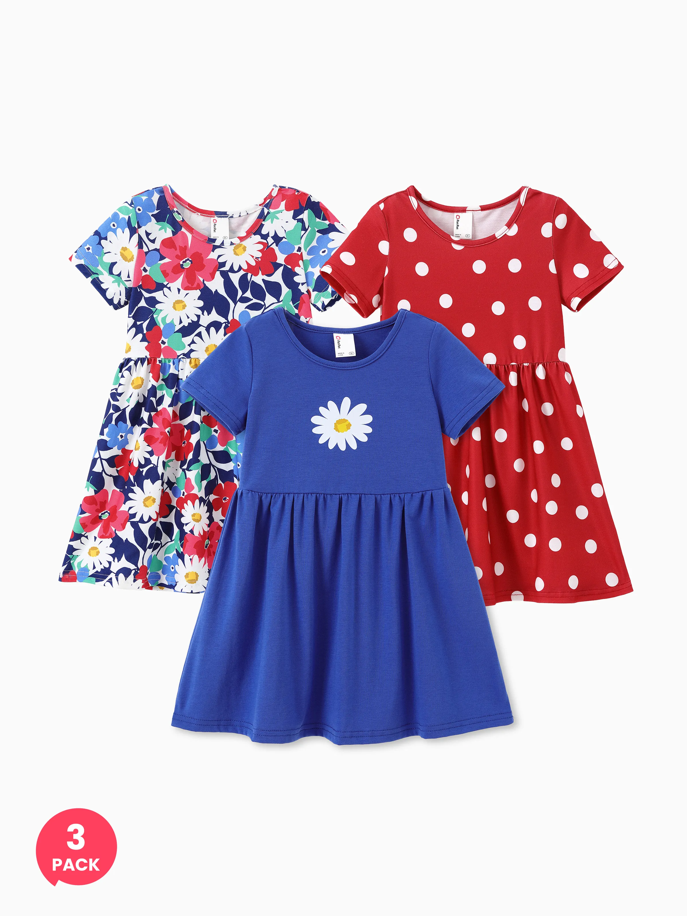 

3-Pack Toddler Girl Childlike Printed Dresses