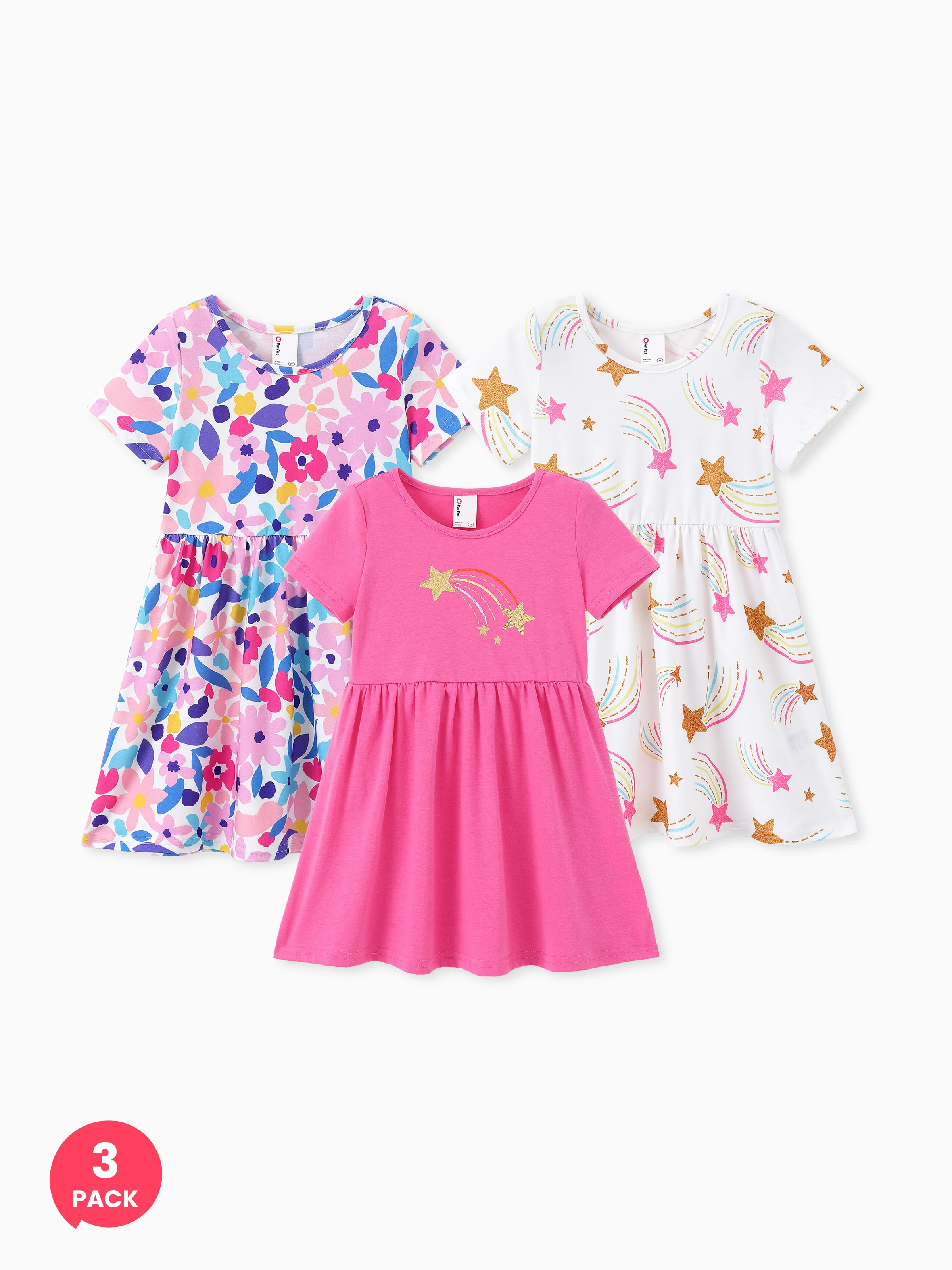 

3-Pack Toddler Girl Childlike Printed Dresses