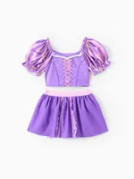 

Disney Princess Toddler Girl 2pcs Ariel/Rapunzel/Belle Cosplay Puff-sleeve Top And Skirt UPF 50+ Swimsuit