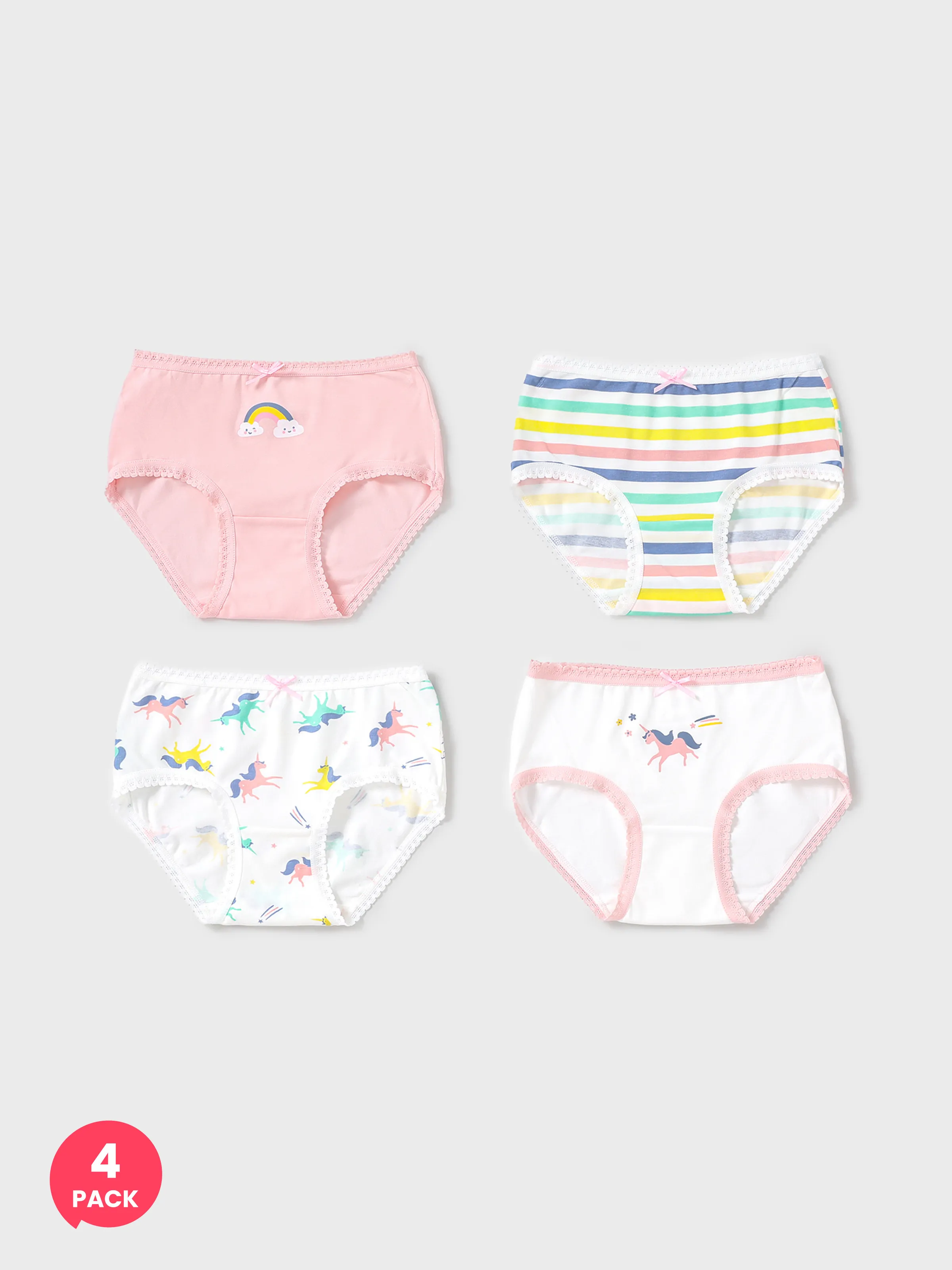 

4pcs Kid Girl 3D Hyper-Tactile Cotton Cute Animal Print Underwear Set