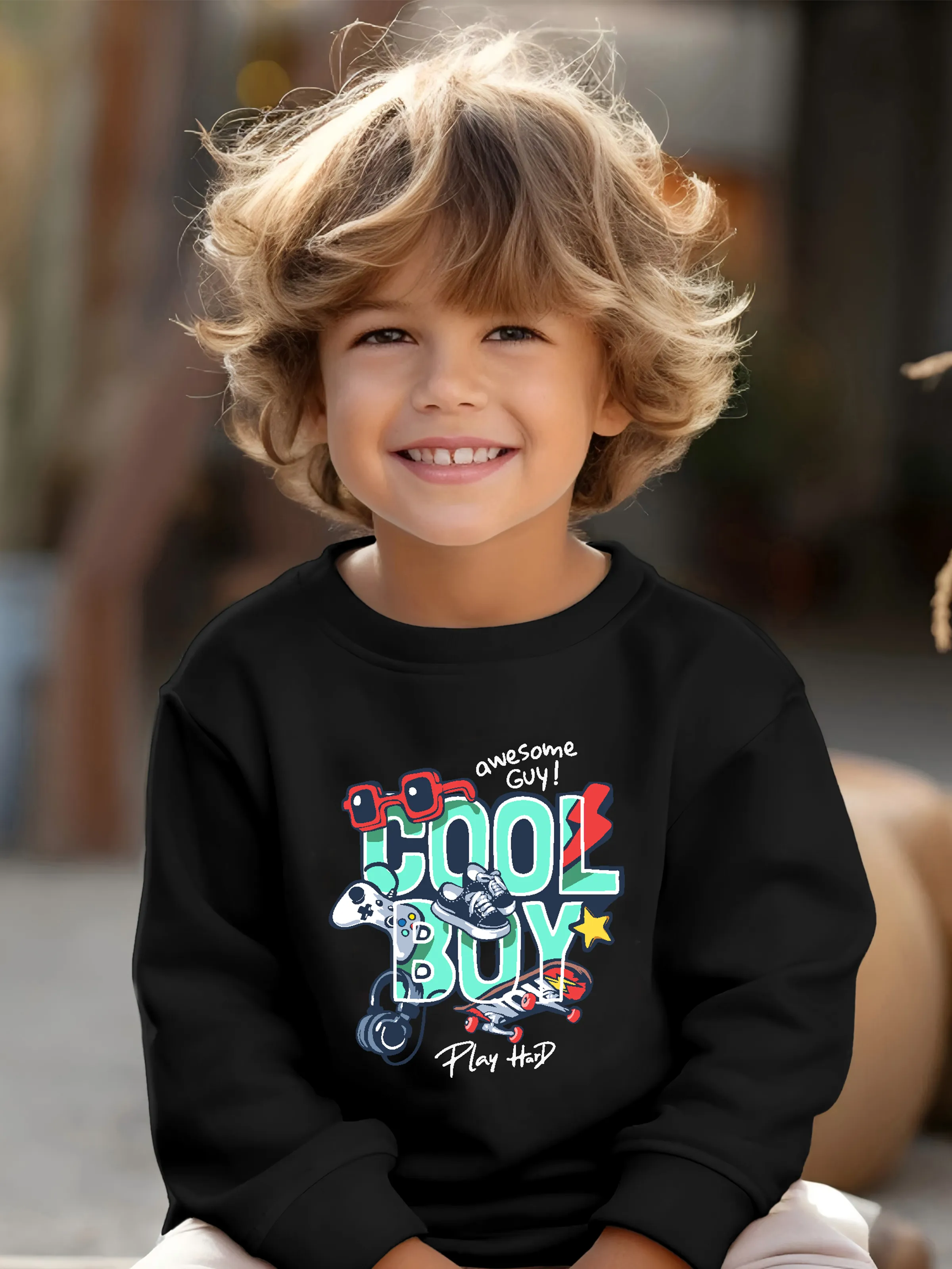 

Toddler/Kid Boy Cotton Letter Print Sweatshirt