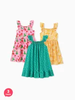 

3-Pack Toddler/Kid Girl Childlike Flutter-sleeve Playful Dress