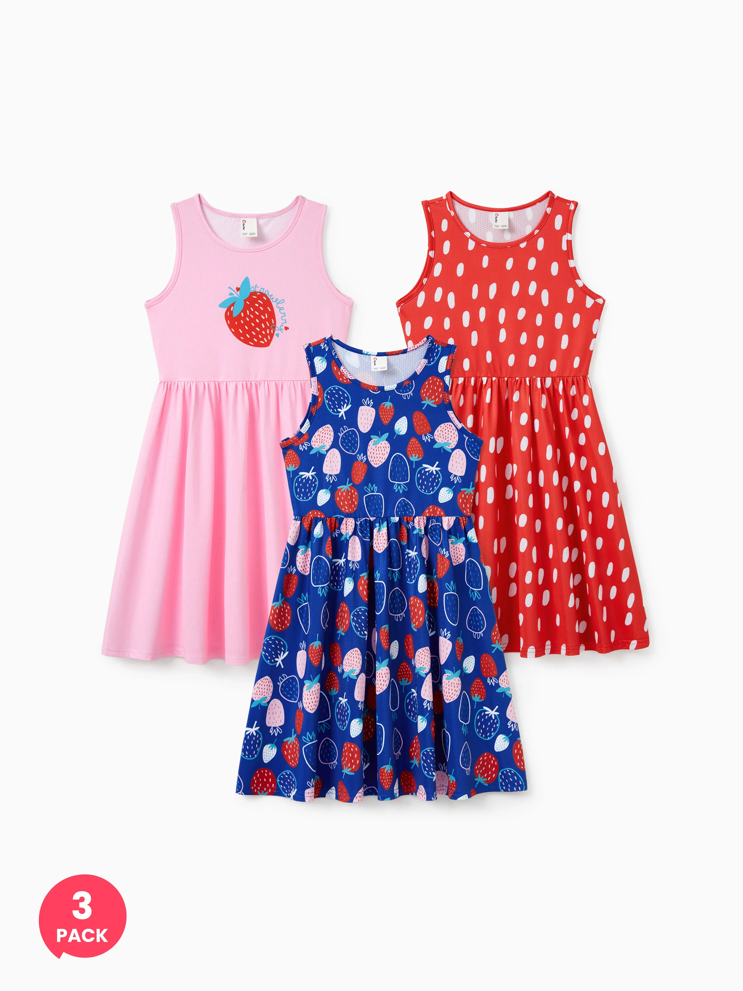 

3pcs Toddler Girl Fruit-themed Casual Dresses