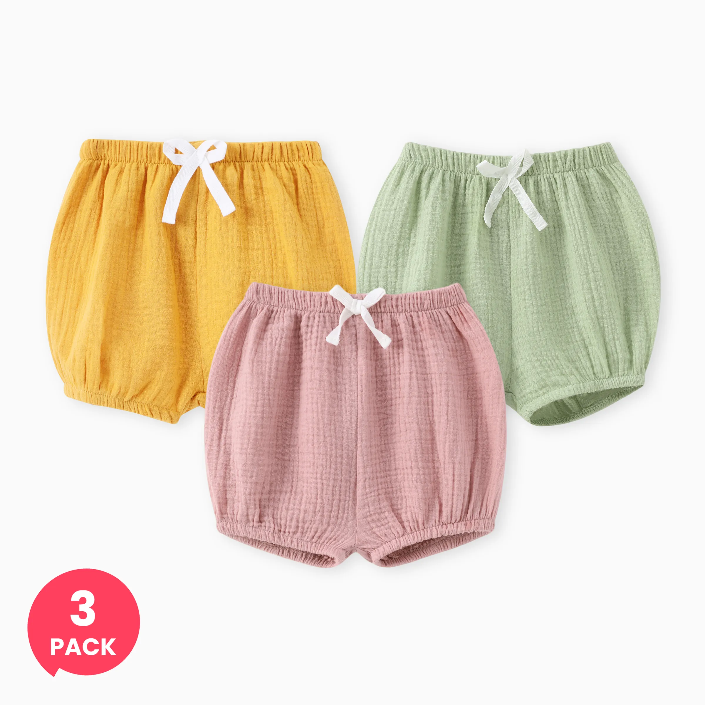 

3-Pack Baby Boy/Girl Cotton Solid Shorts