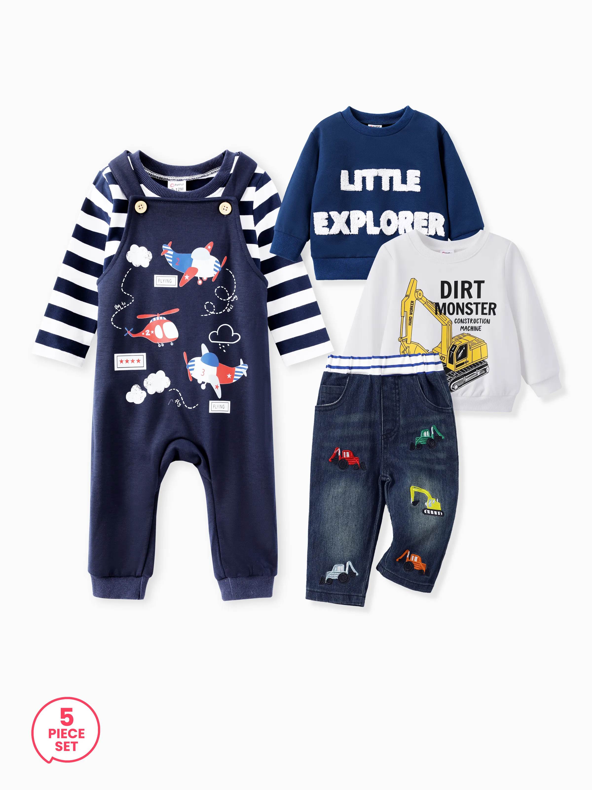 5-Piece Baby Boy Construction Style Set