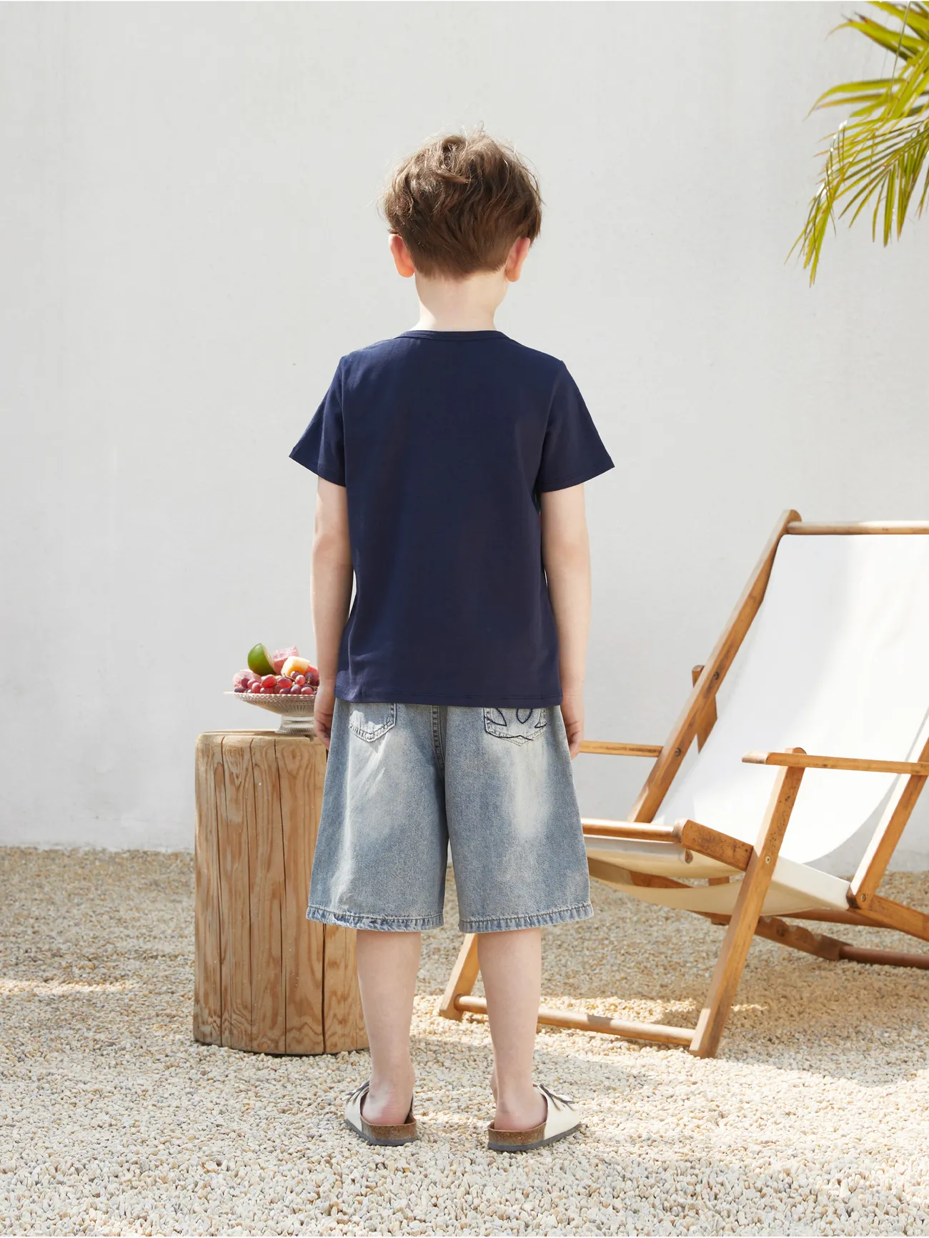Boy - Family Matching Sets Floral Panel Black tee and V-neck Strap Dress with Hidden Snap - Deep Blue - image 20