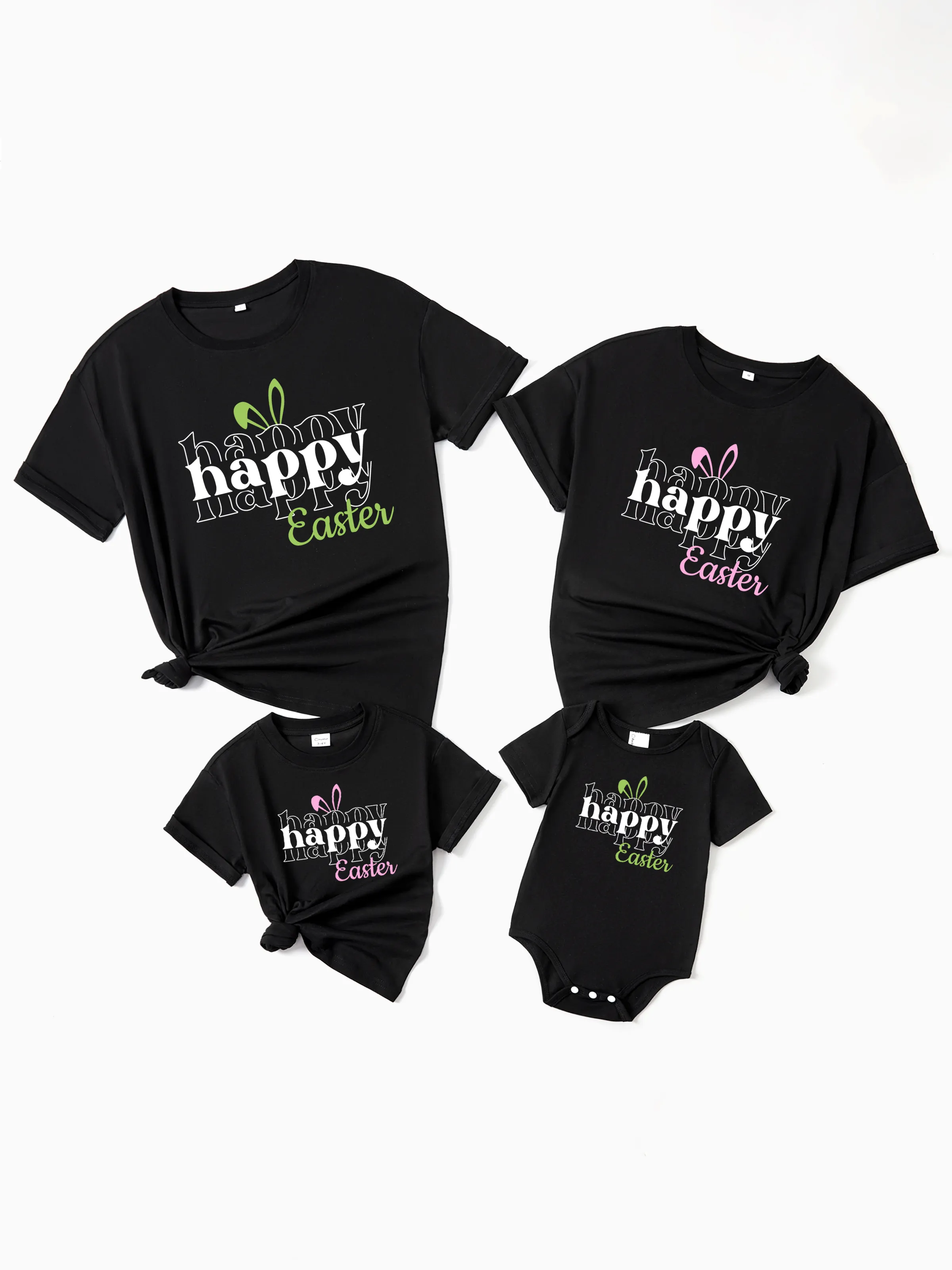 Family Matching Easter Outfits - Cotton T-shirts Black