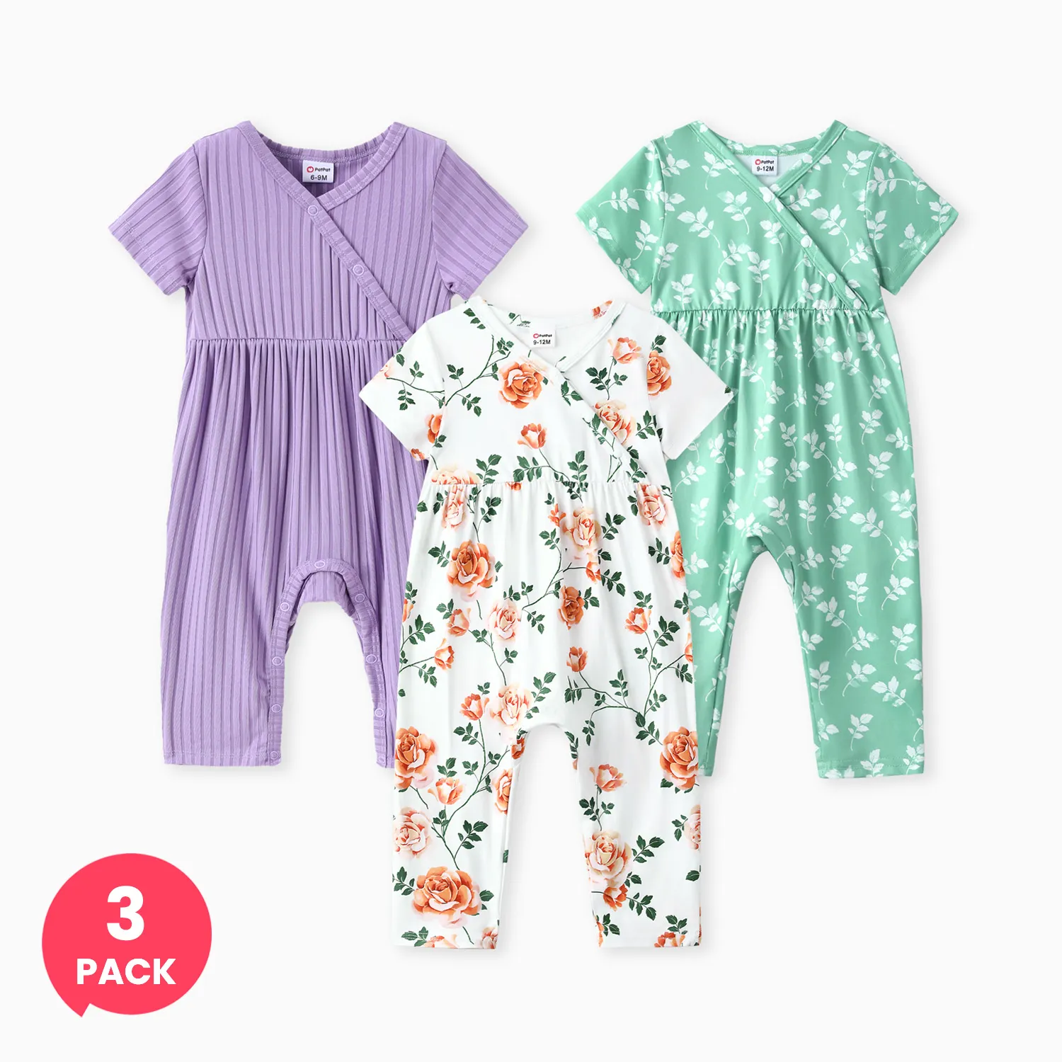 

Easter 3-Pack Baby Girl Floral Print Romper