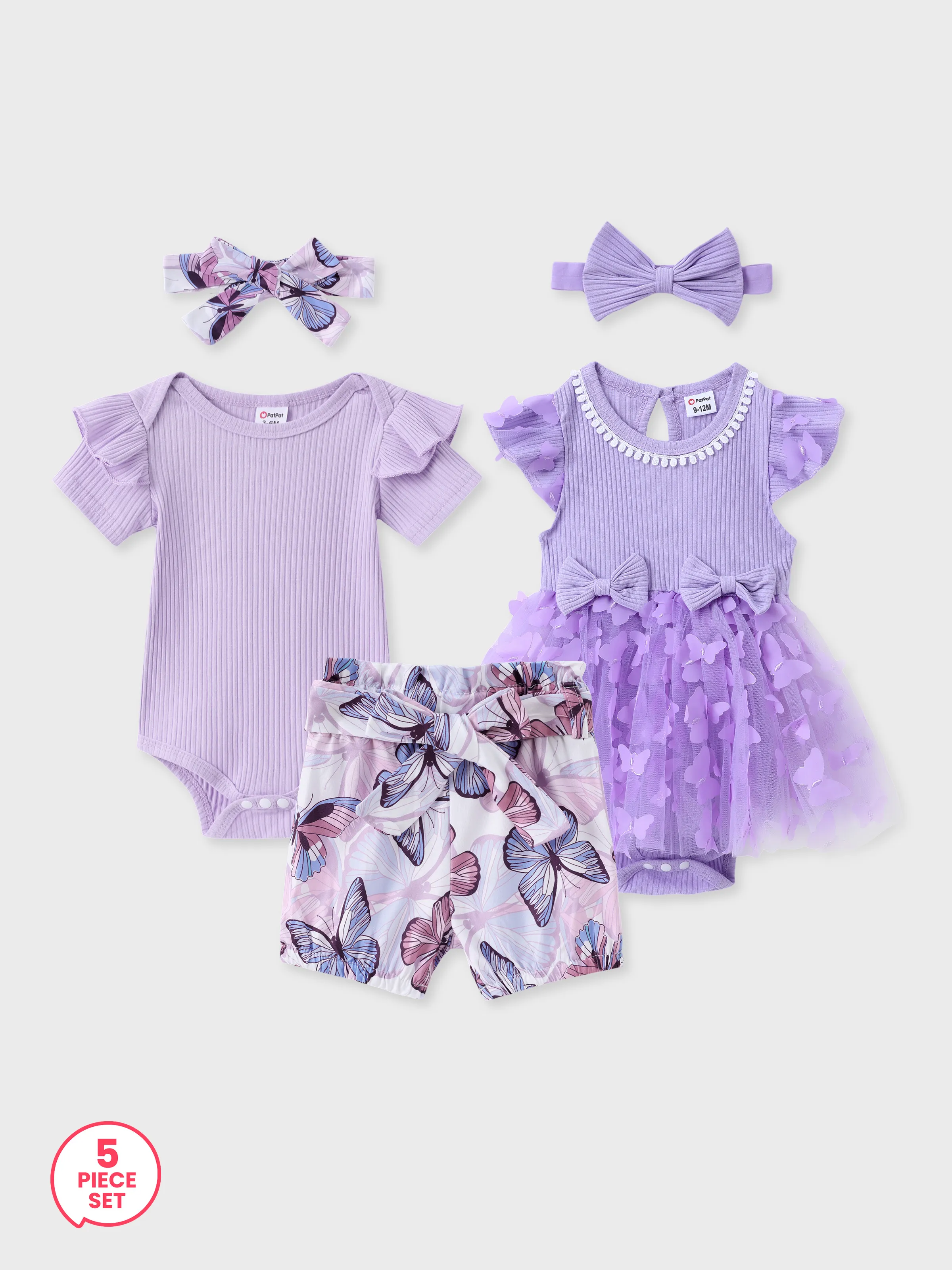 5-teiliges Baby Mädchen Sweet Purple Style Set
