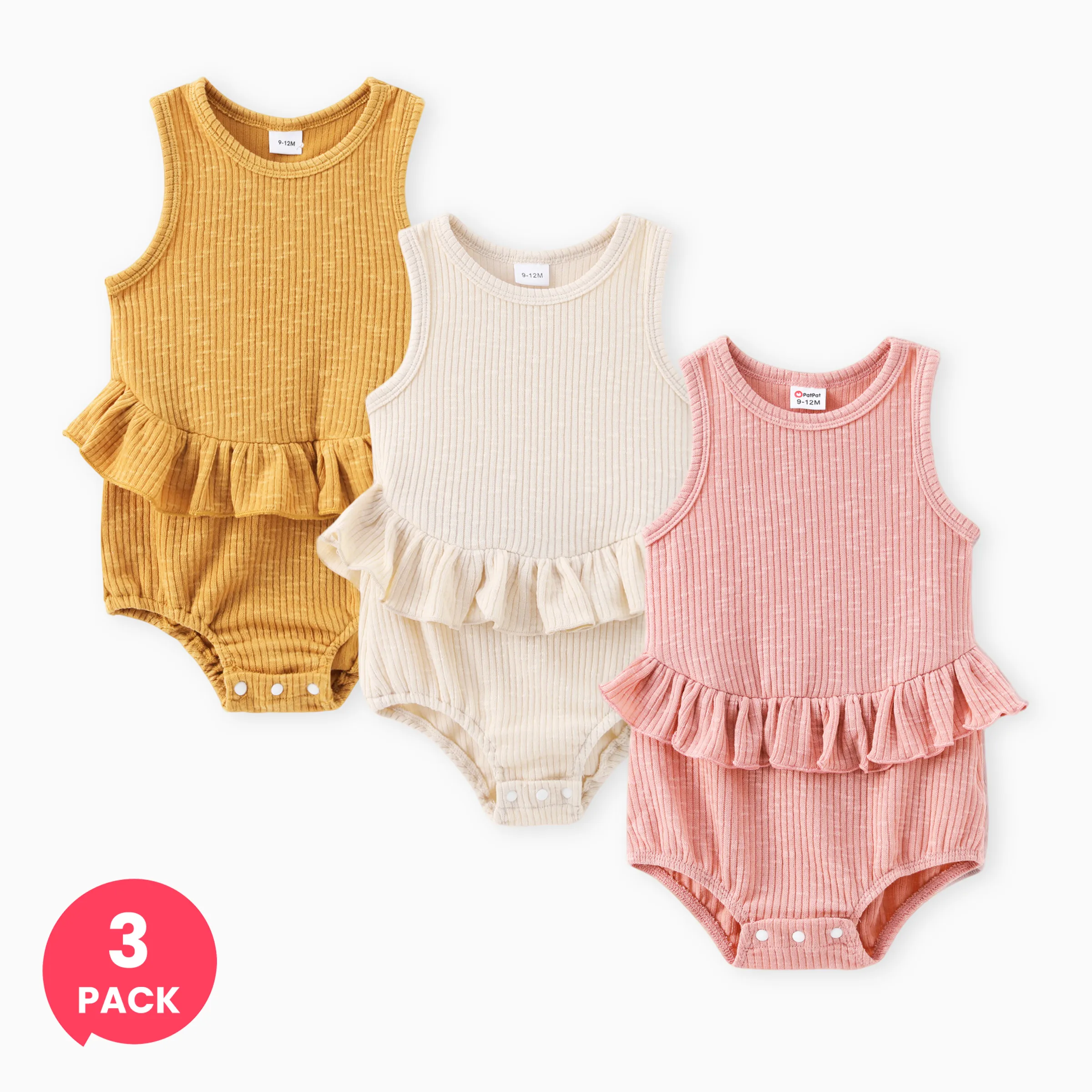 

3-Pack Baby Girl Elegant Ruffled Romper