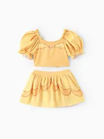 

Disney Princess Toddler Girl 2pcs Ariel/Rapunzel/Belle Cosplay Puff-sleeve Top And Skirt Swimsuit