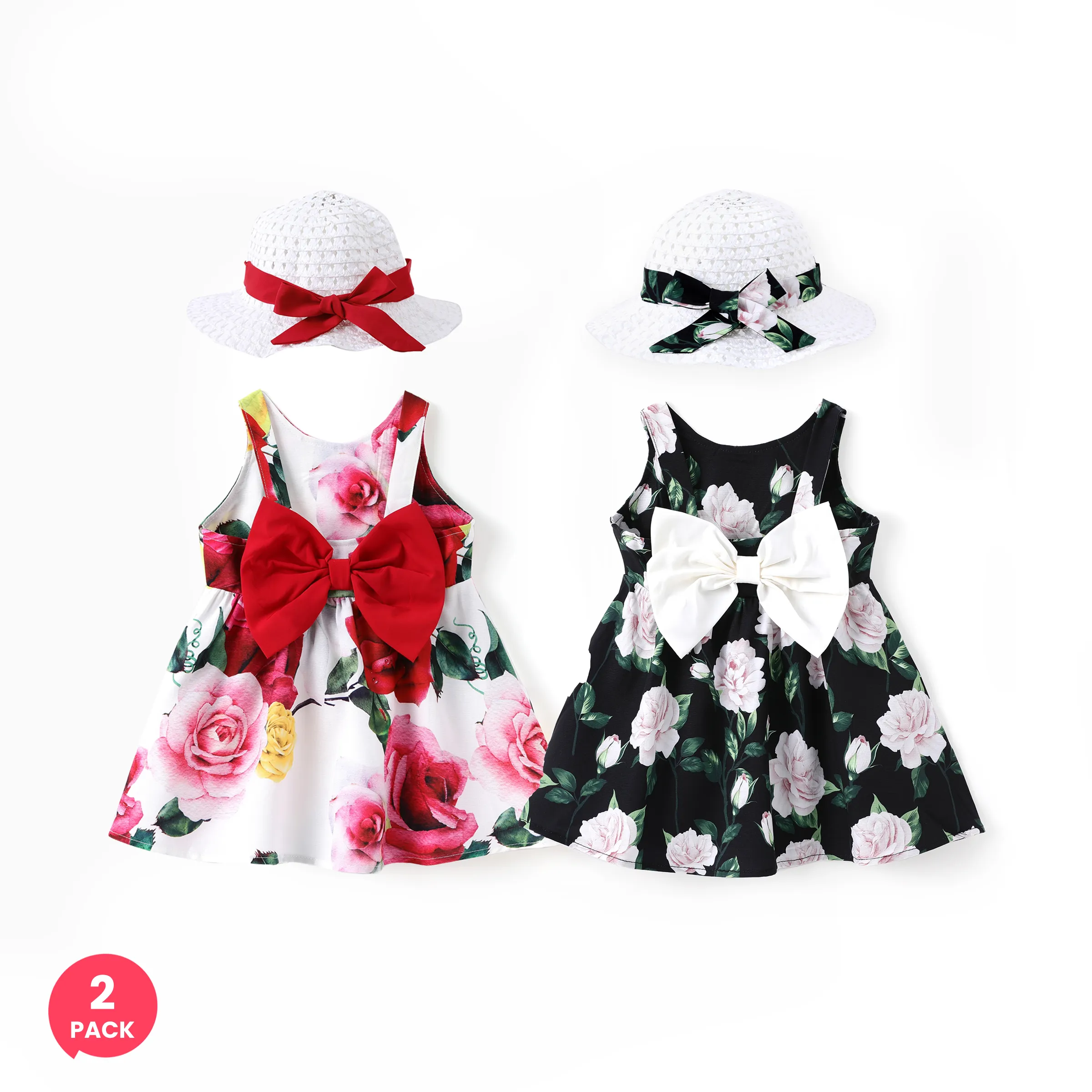 

2-Pack Baby Girl Vacation Floral Print Dress with Hat