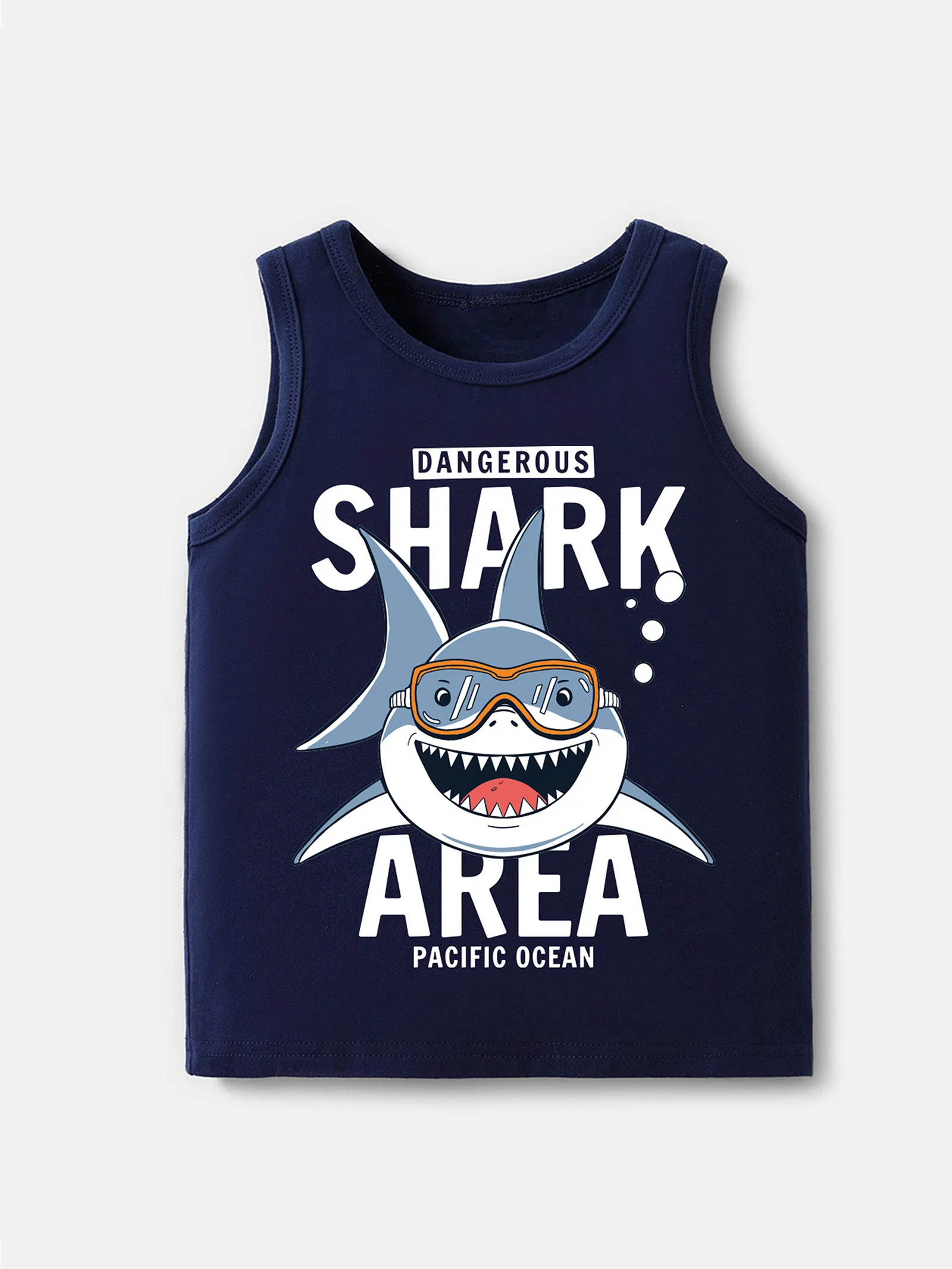 

Kid Boy Cotton Shark Print Tank Top