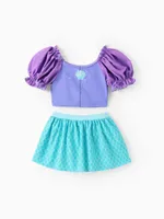 

Disney Princess Toddler Girl 2pcs Ariel/Rapunzel/Belle Cosplay Puff-sleeve Top And Skirt Swimsuit