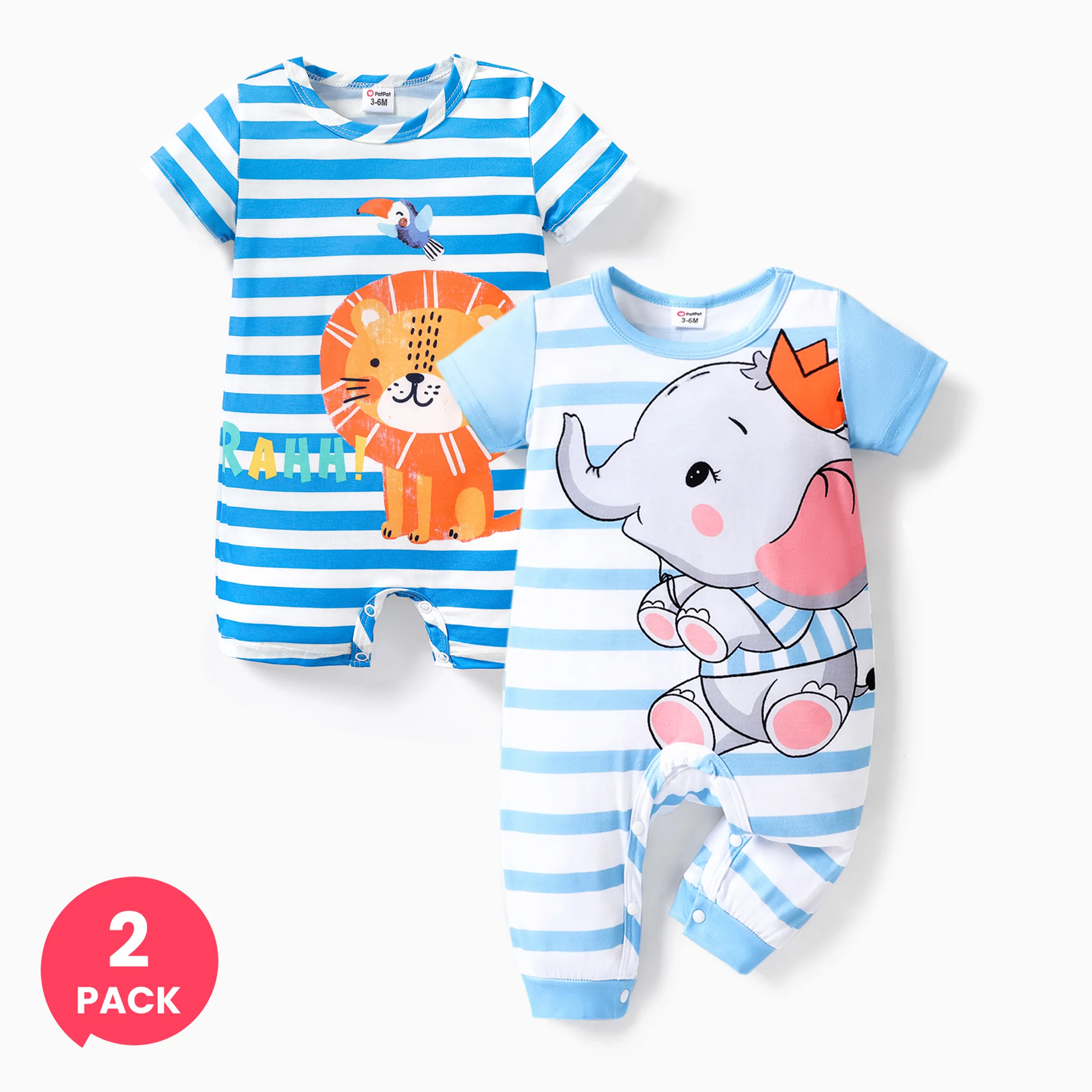 

2-Pack Baby Boy Childlike Animal Romper