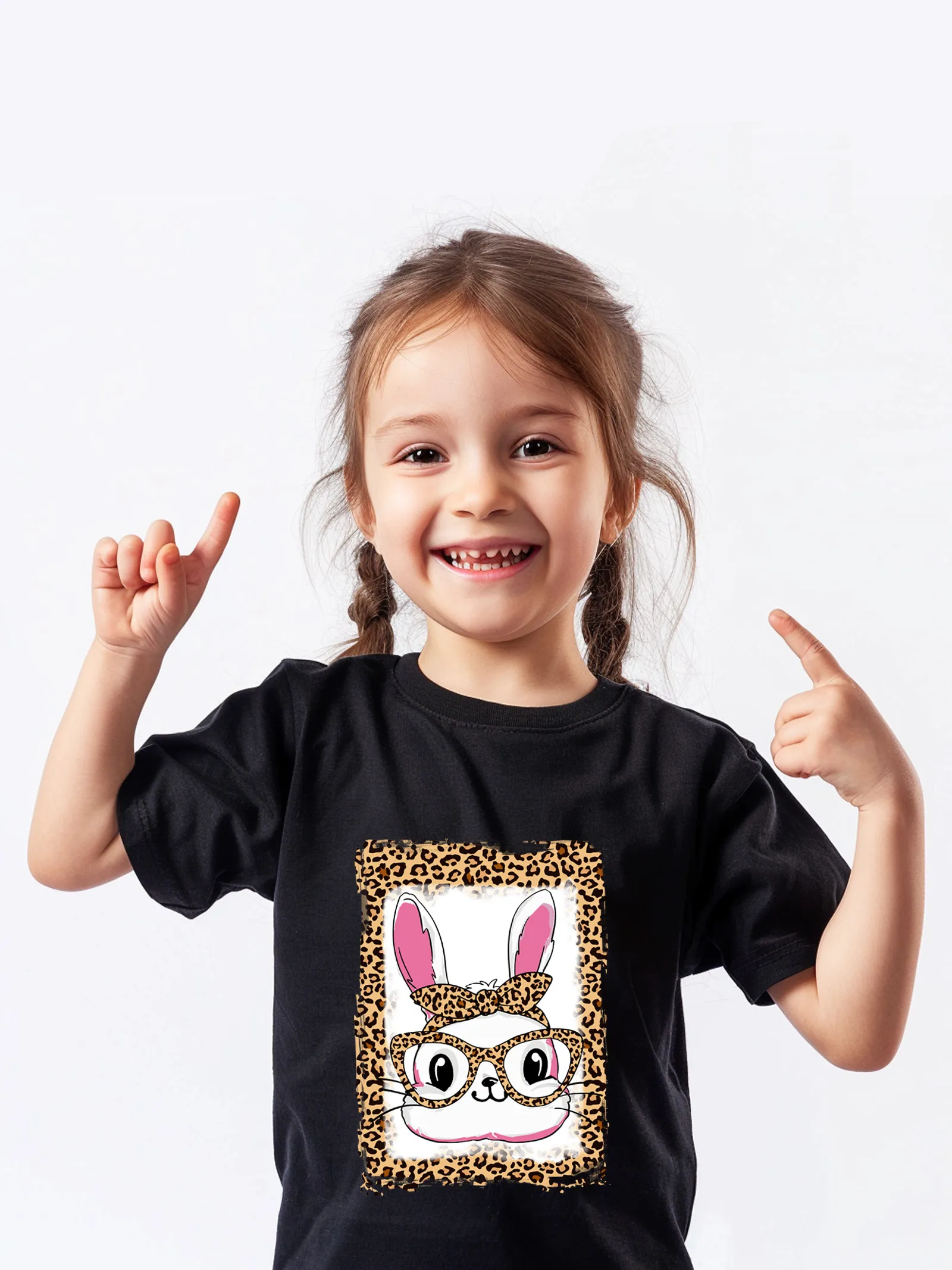 Pascua Infante/Niña Camiseta de algodón con estampado de conejo