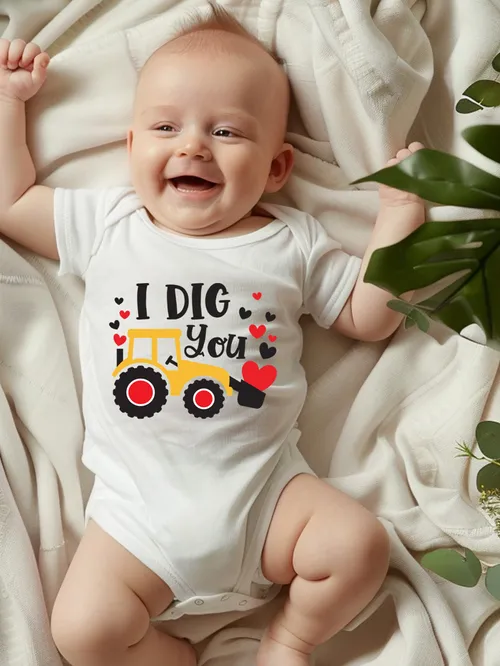 

Valentine's Day Baby Boy Cotton Car & Letter Print Romper