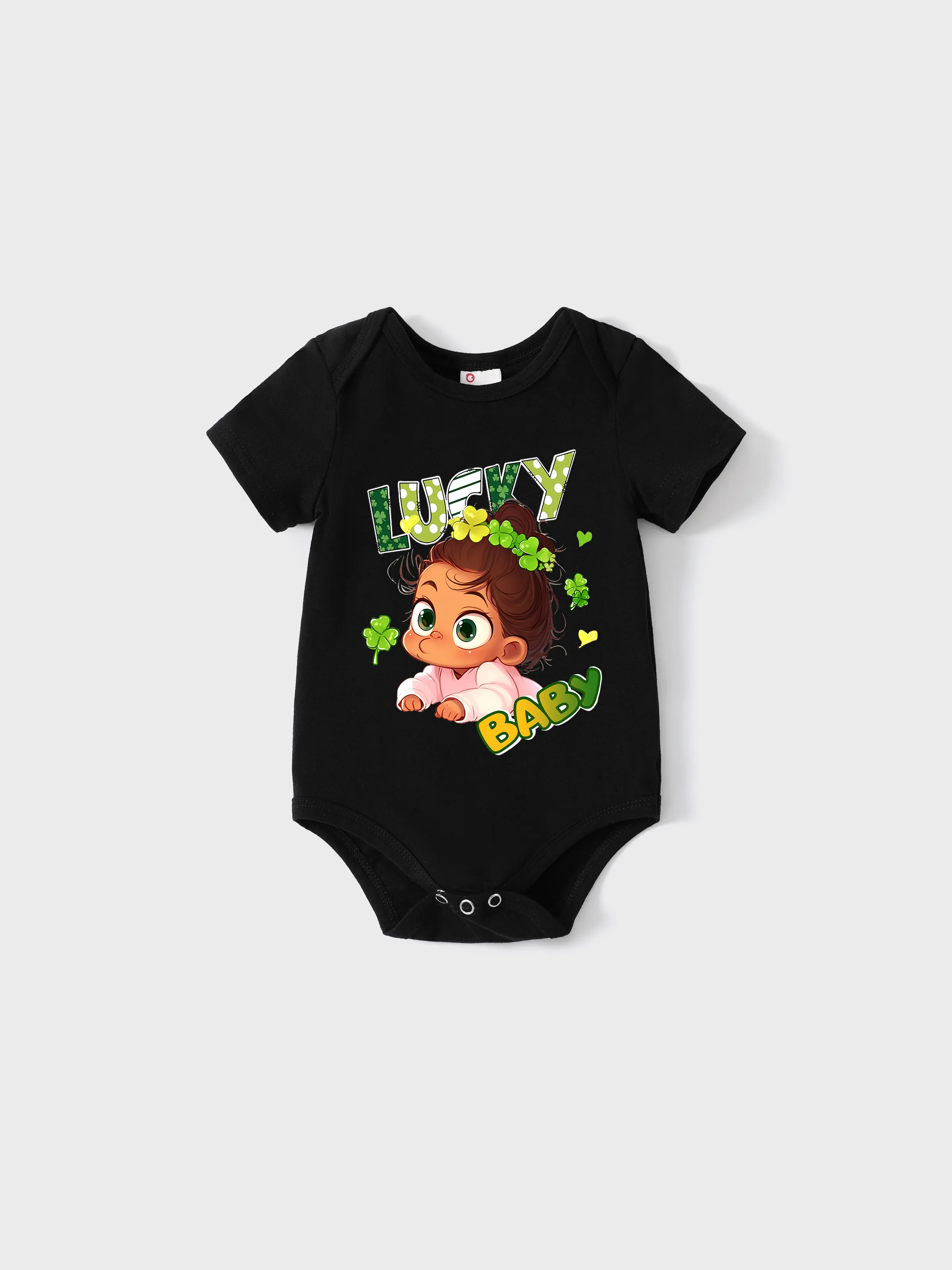 

St. Patrick's Day Baby Girl Character Print Romper