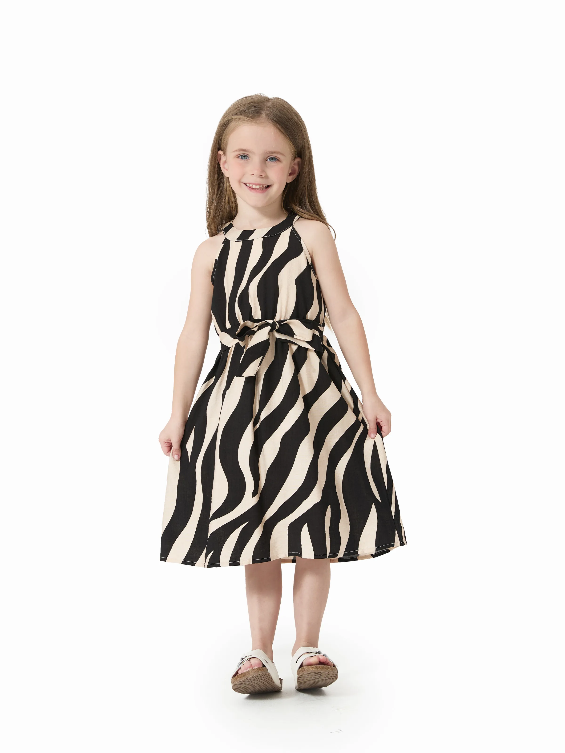 

Family Matching Set Stripe Casual Short-sleeve Shirt or Halter Dress