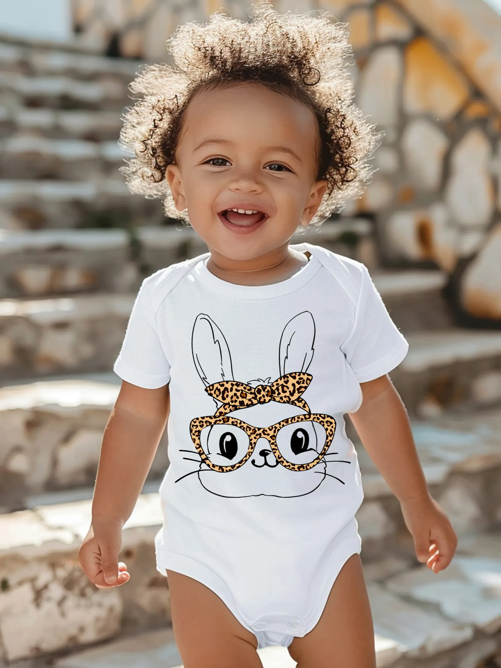 

Easter Baby Girl Cotton Rabbit Print Romper