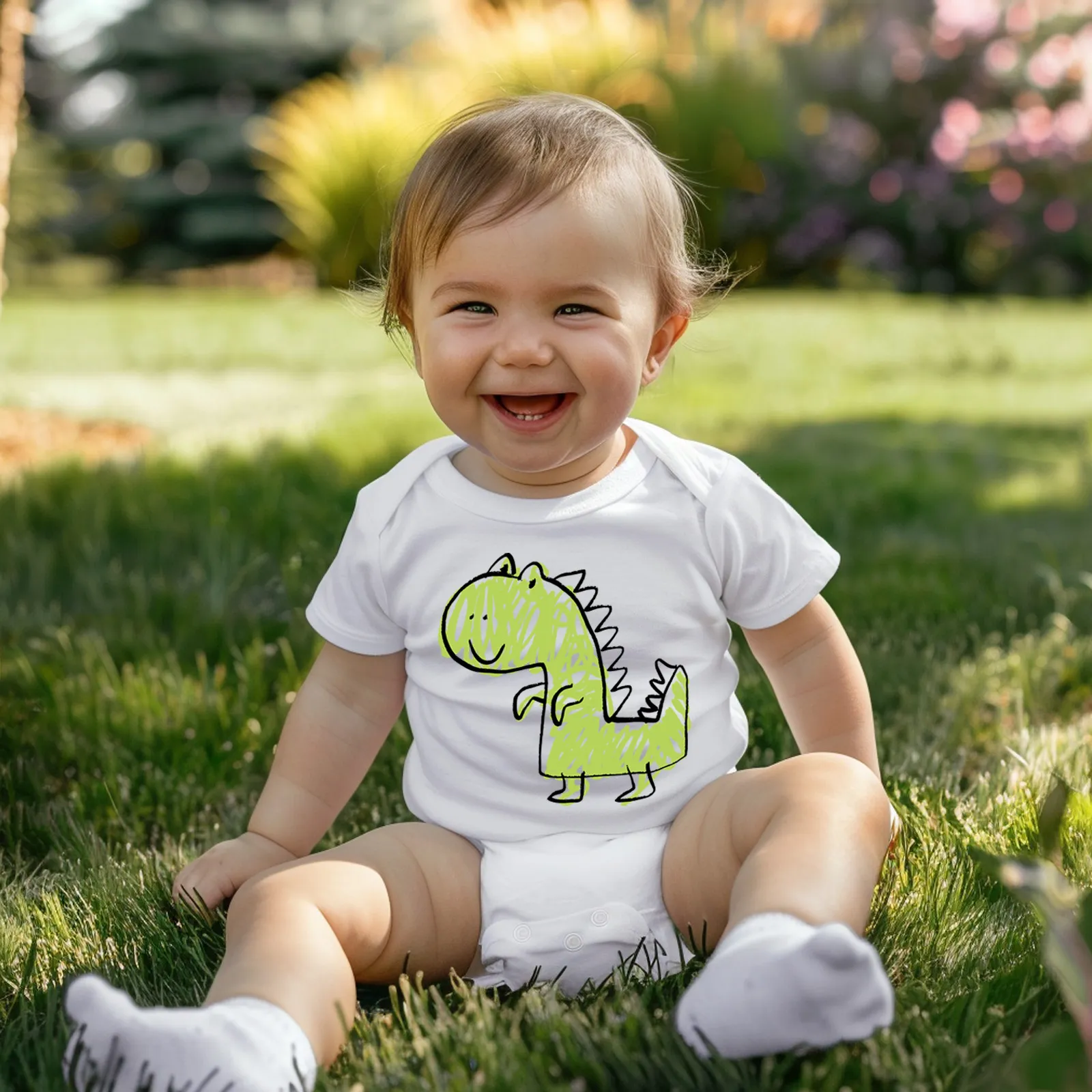 

Baby Boy Cotton Dinosuar Print Romper