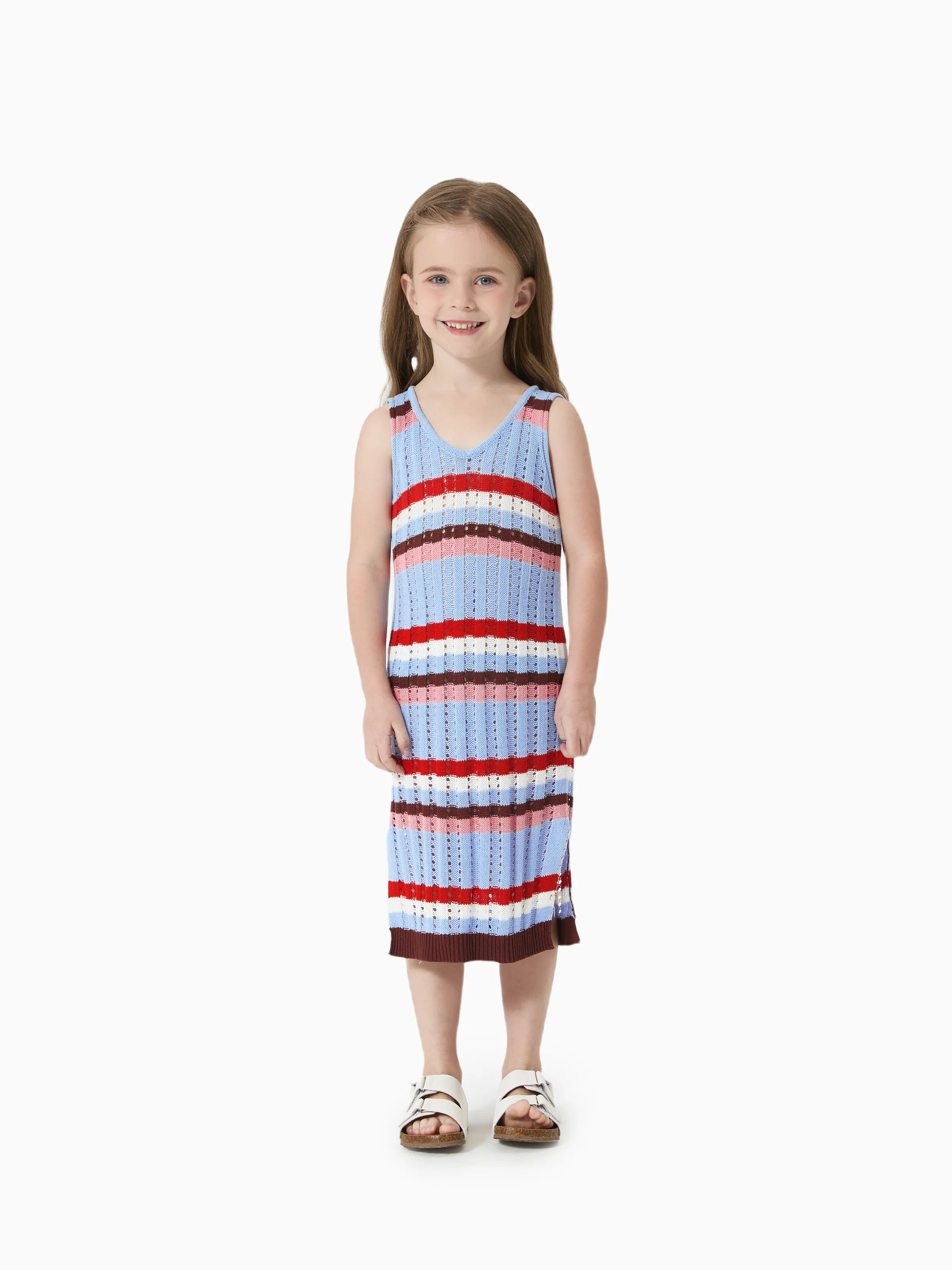 

Knitted Stripe Beach Dress with Hollow-out Design for Mommy and Me