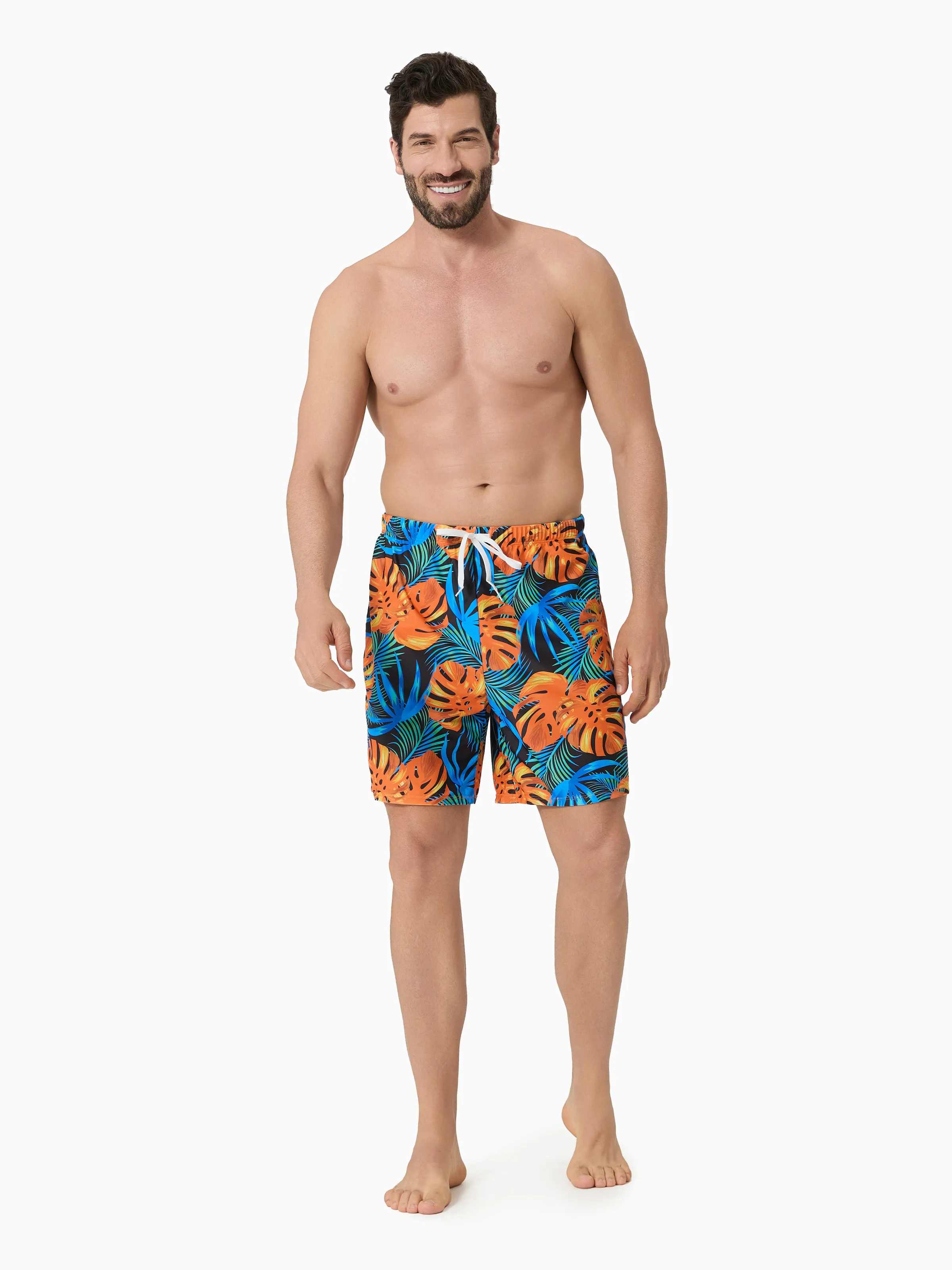 

Family Matching Floral Drawstring Swim Trunks or Flowy Spliced Mesh One-piece Swimsuit