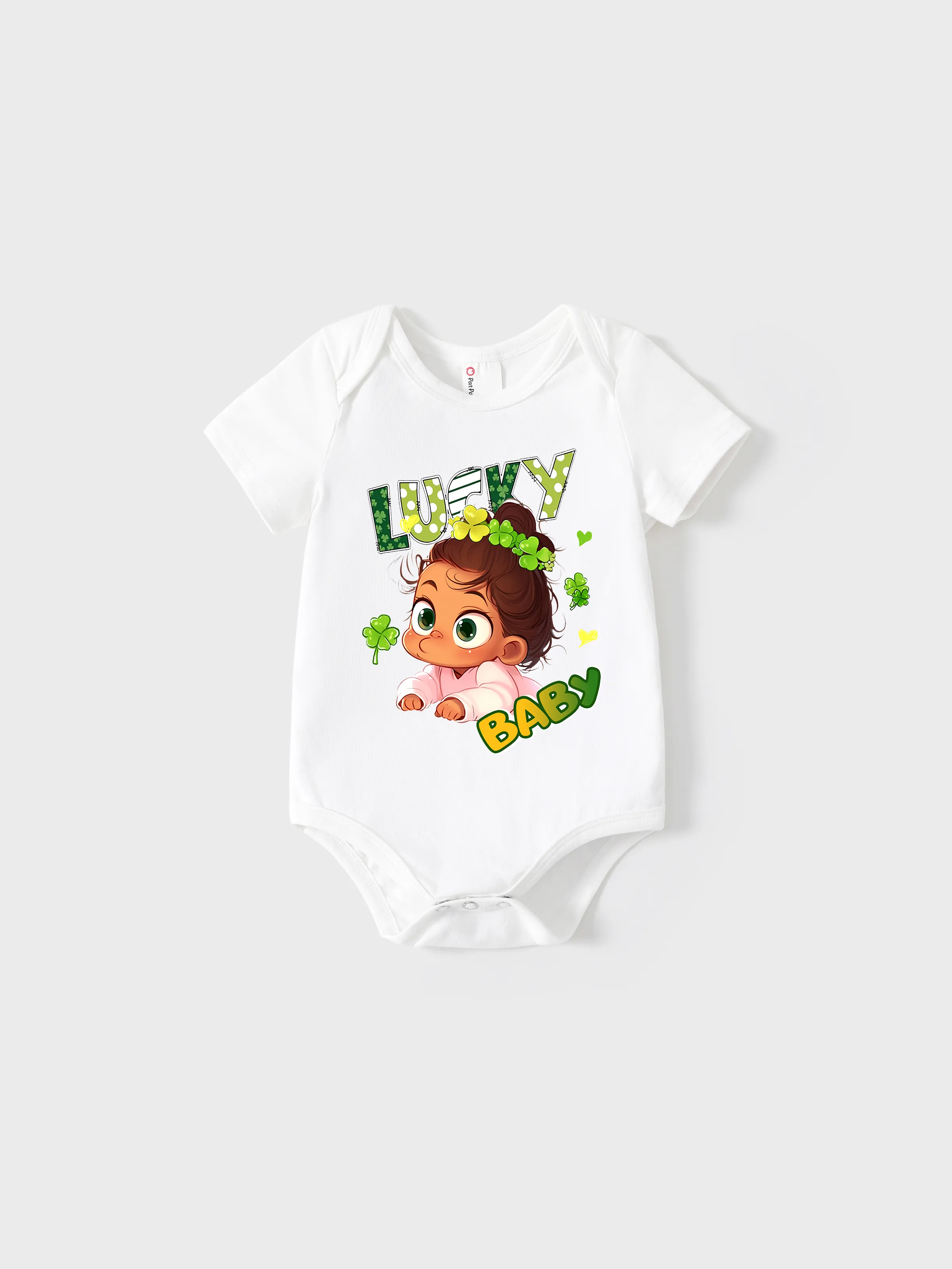 

St. Patrick's Day Baby Girl Character Print Romper