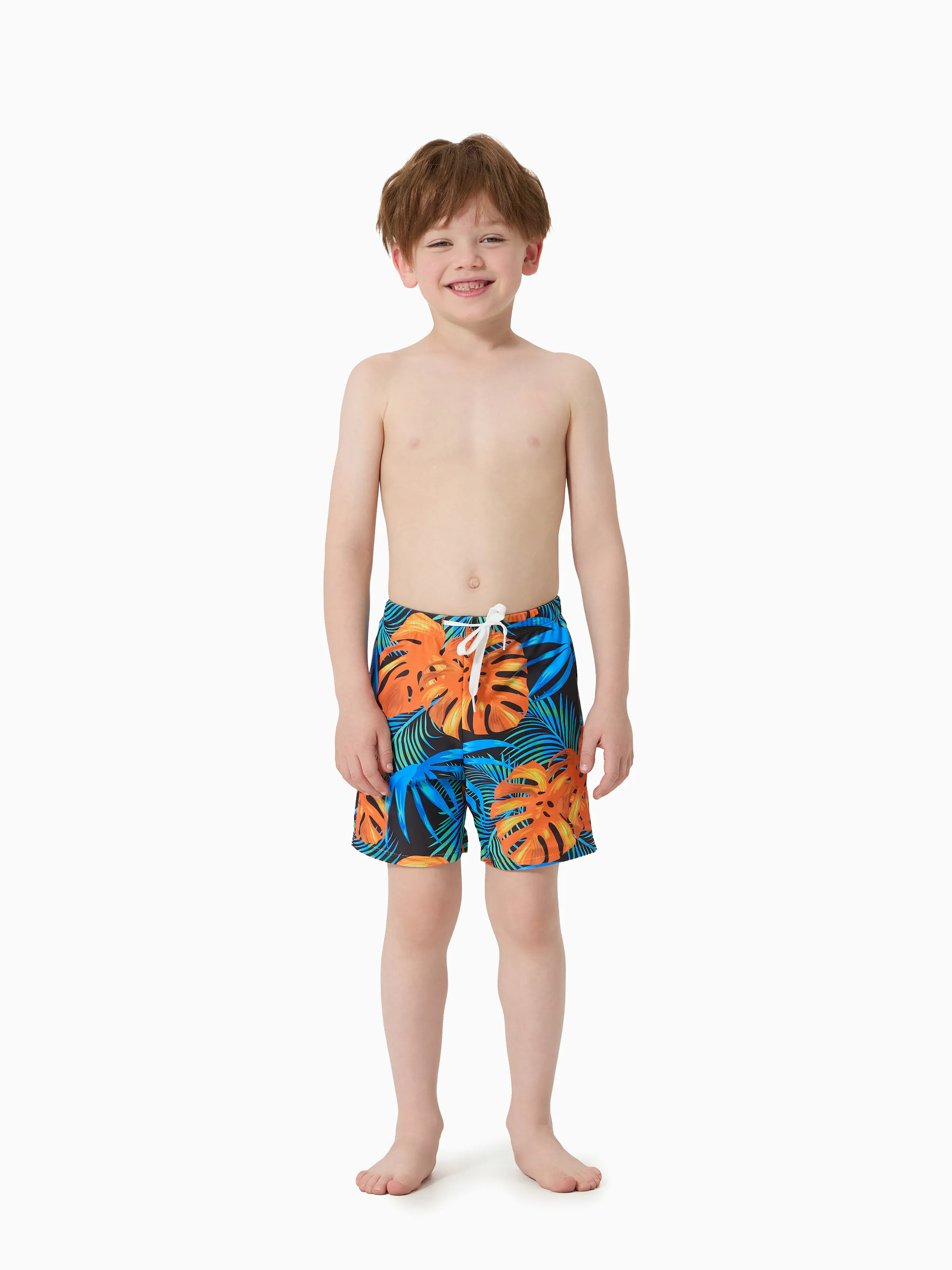 

Family Matching Floral Drawstring Swim Trunks or Flowy Spliced Mesh One-piece Swimsuit