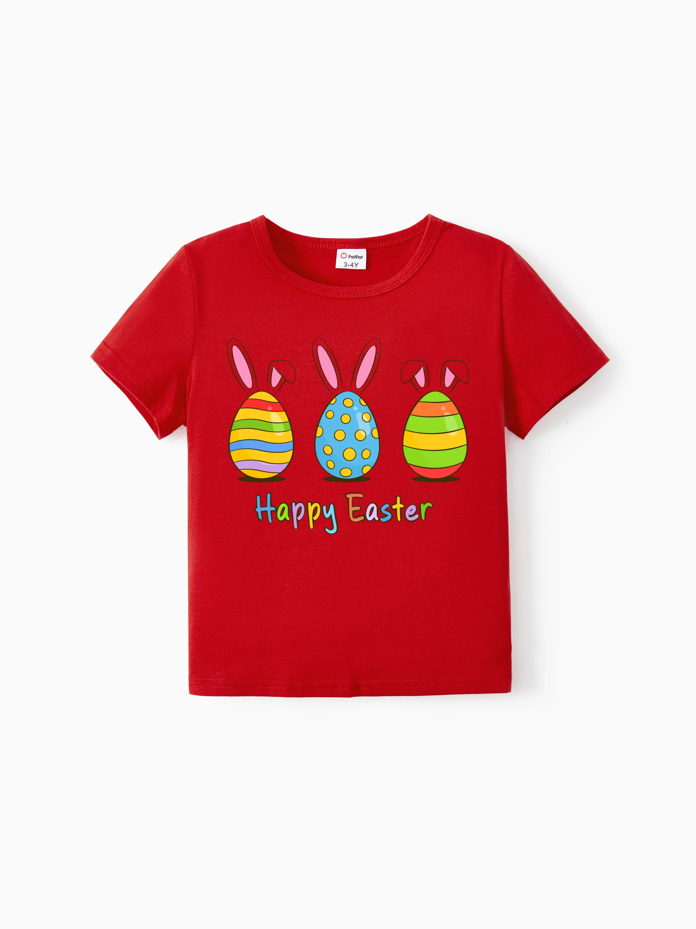 T-shirt de Pâques en coton imprimé d’oeufs de Pâques pour tout-petits/enfants