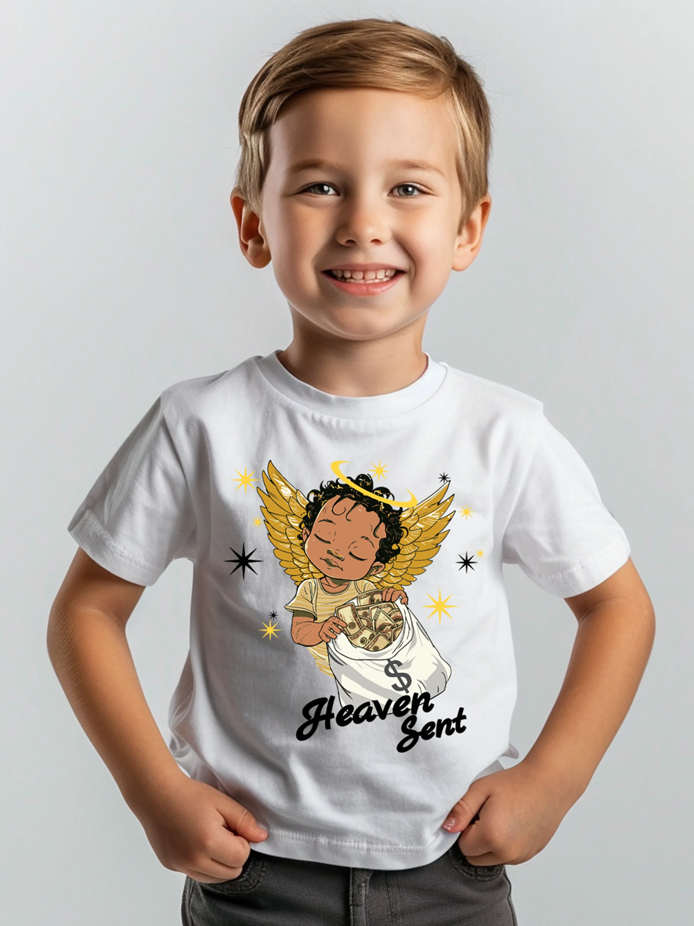 

Toddler/Kid Cotton Little Angel Print Tee