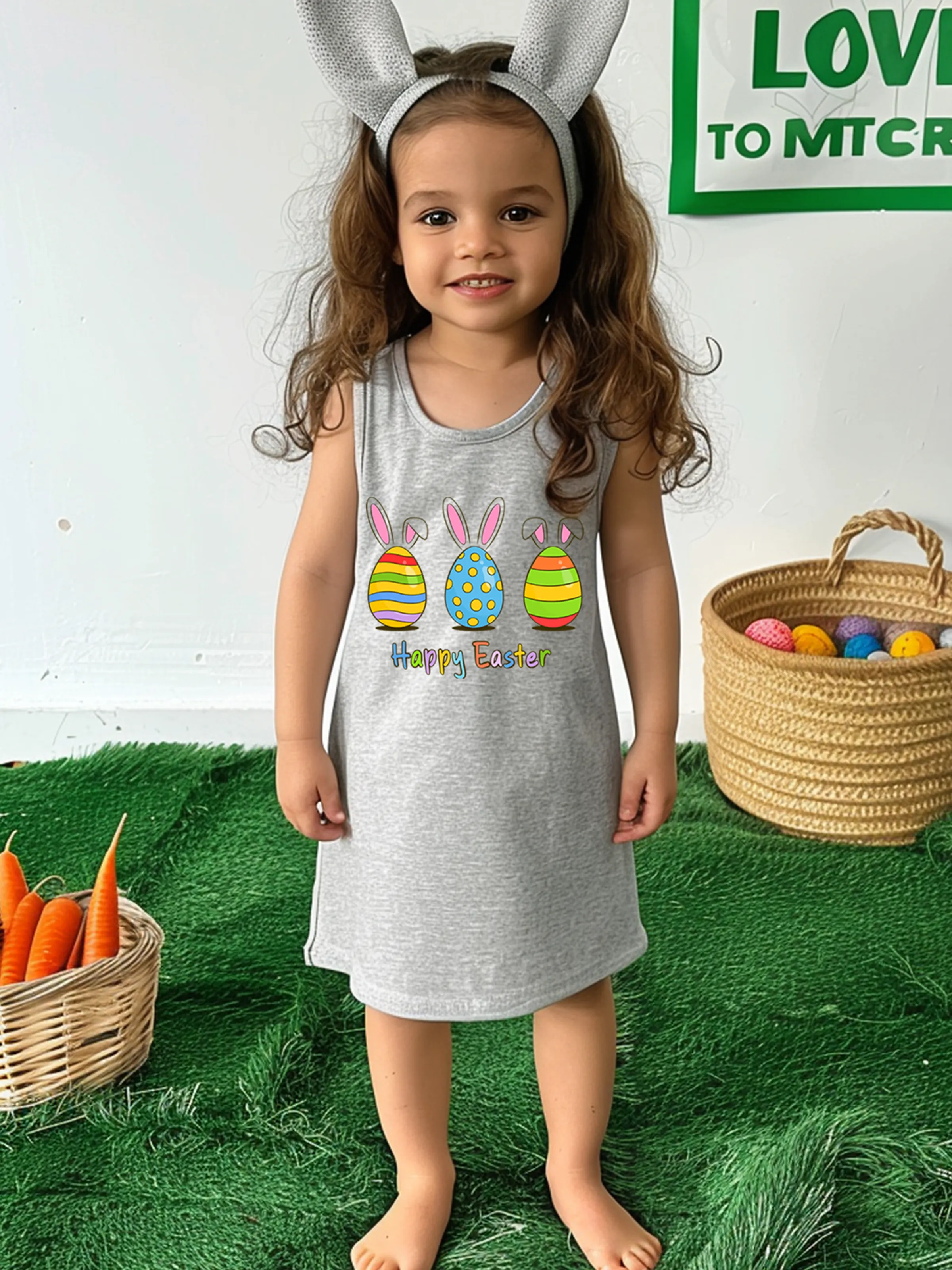 

Easter Toddler/Kid Girl Easter Egg Print Dress