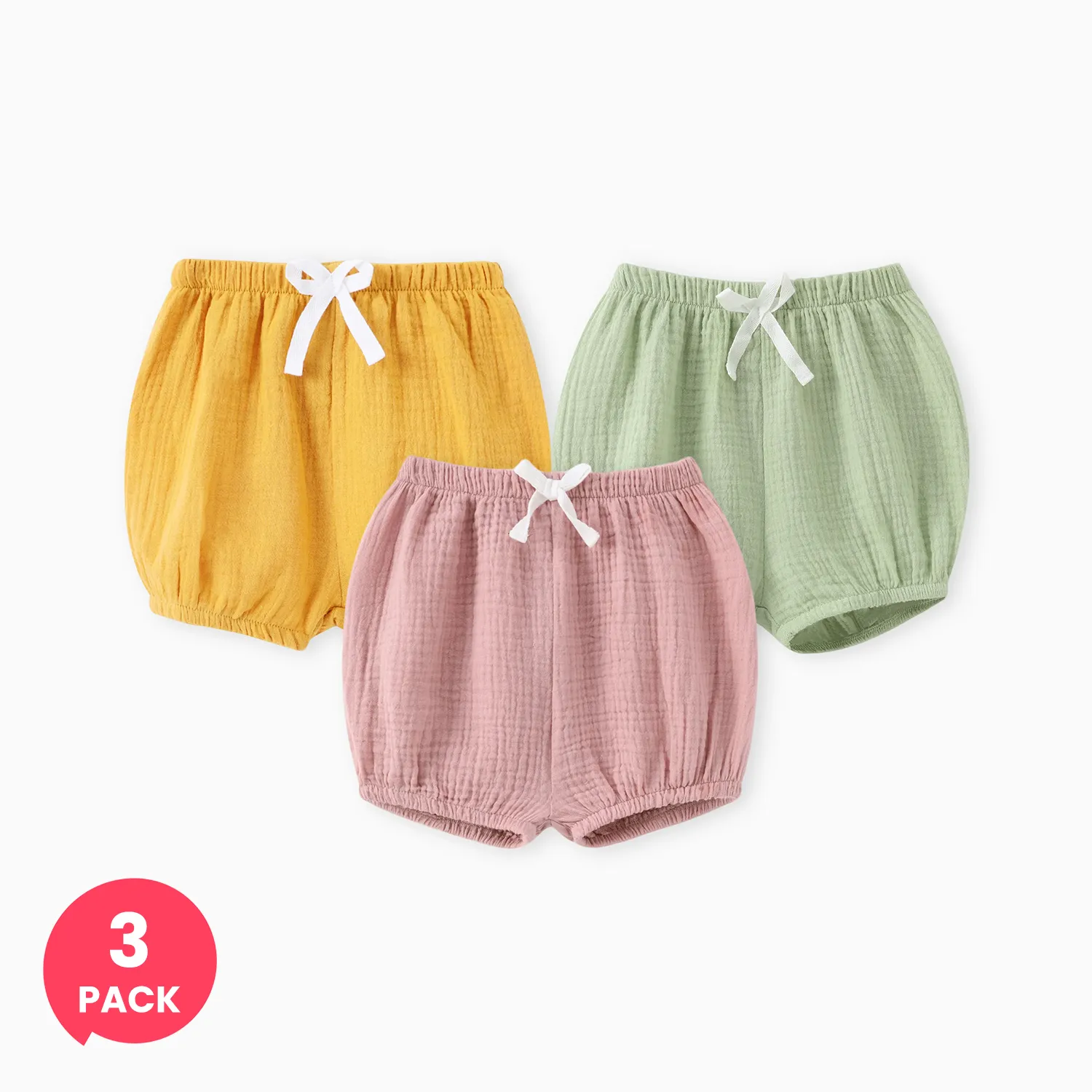 

3-Pack Baby Boy/Girl Cotton Solid Shorts