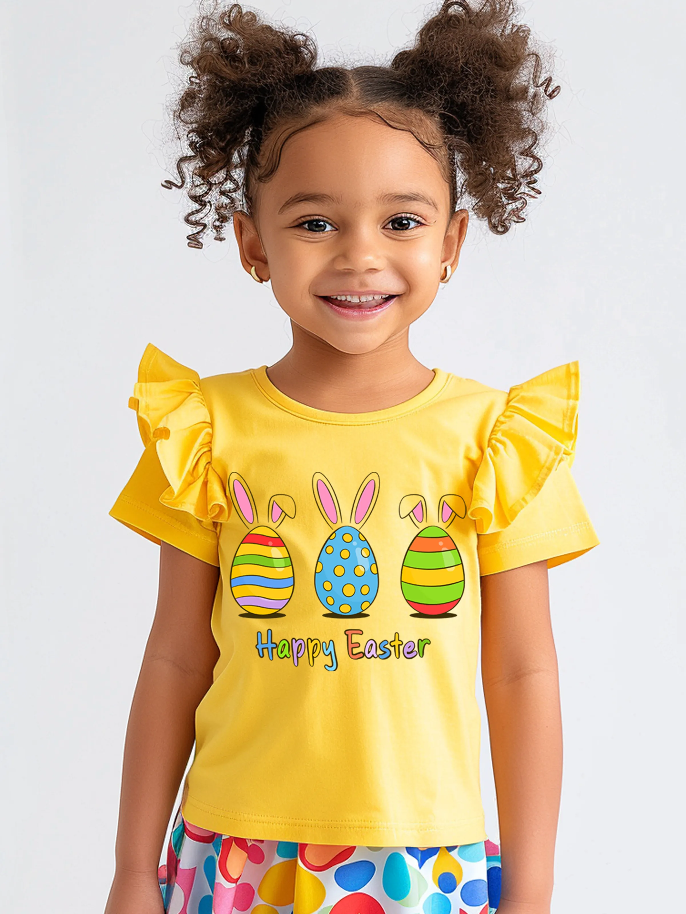 

Easter Kid Girl Cotton Rabbit Print Tee