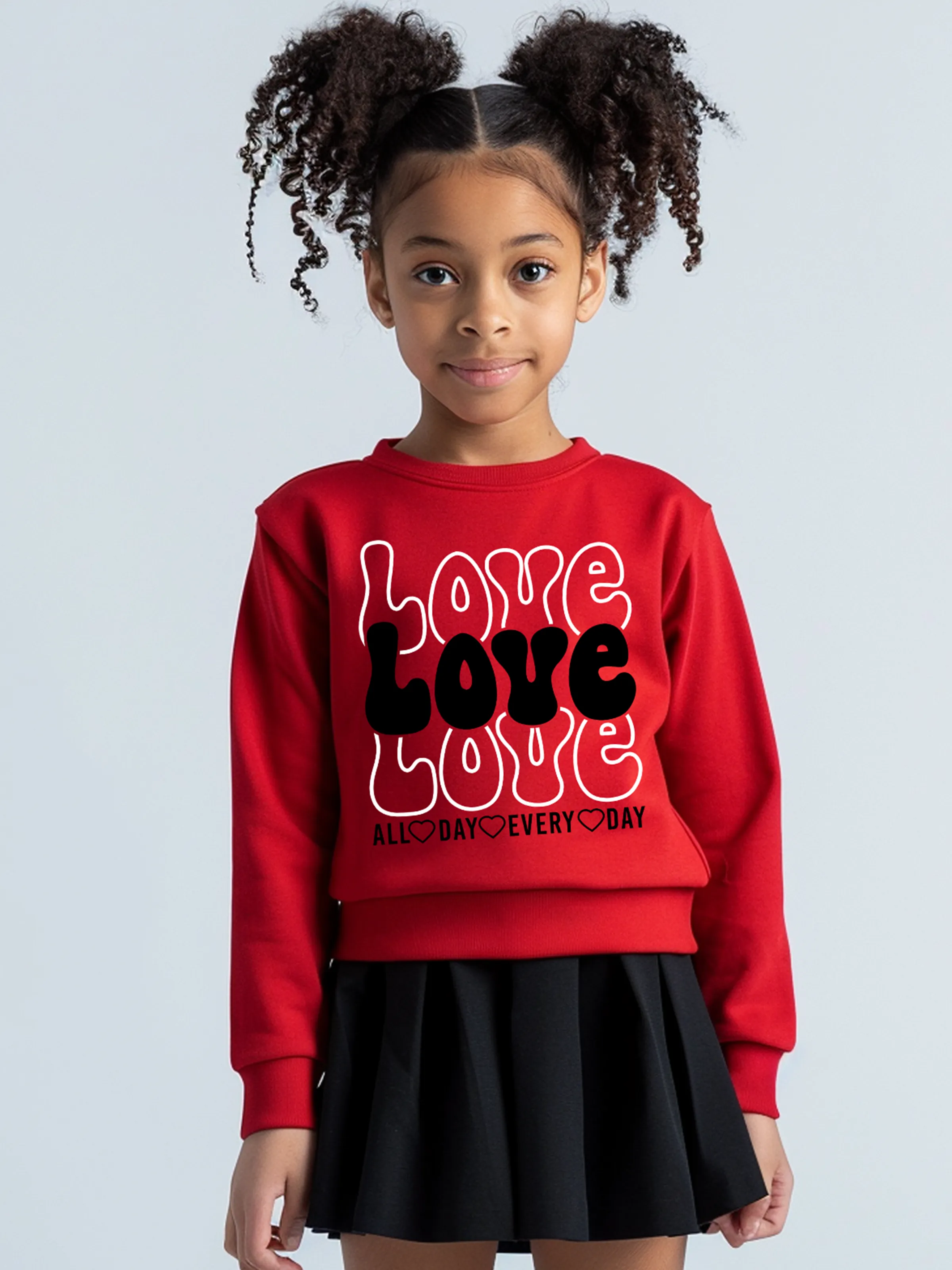 Valentine's Day Toddler/Kid Cotton Letter Print Pullover Sweatshirt