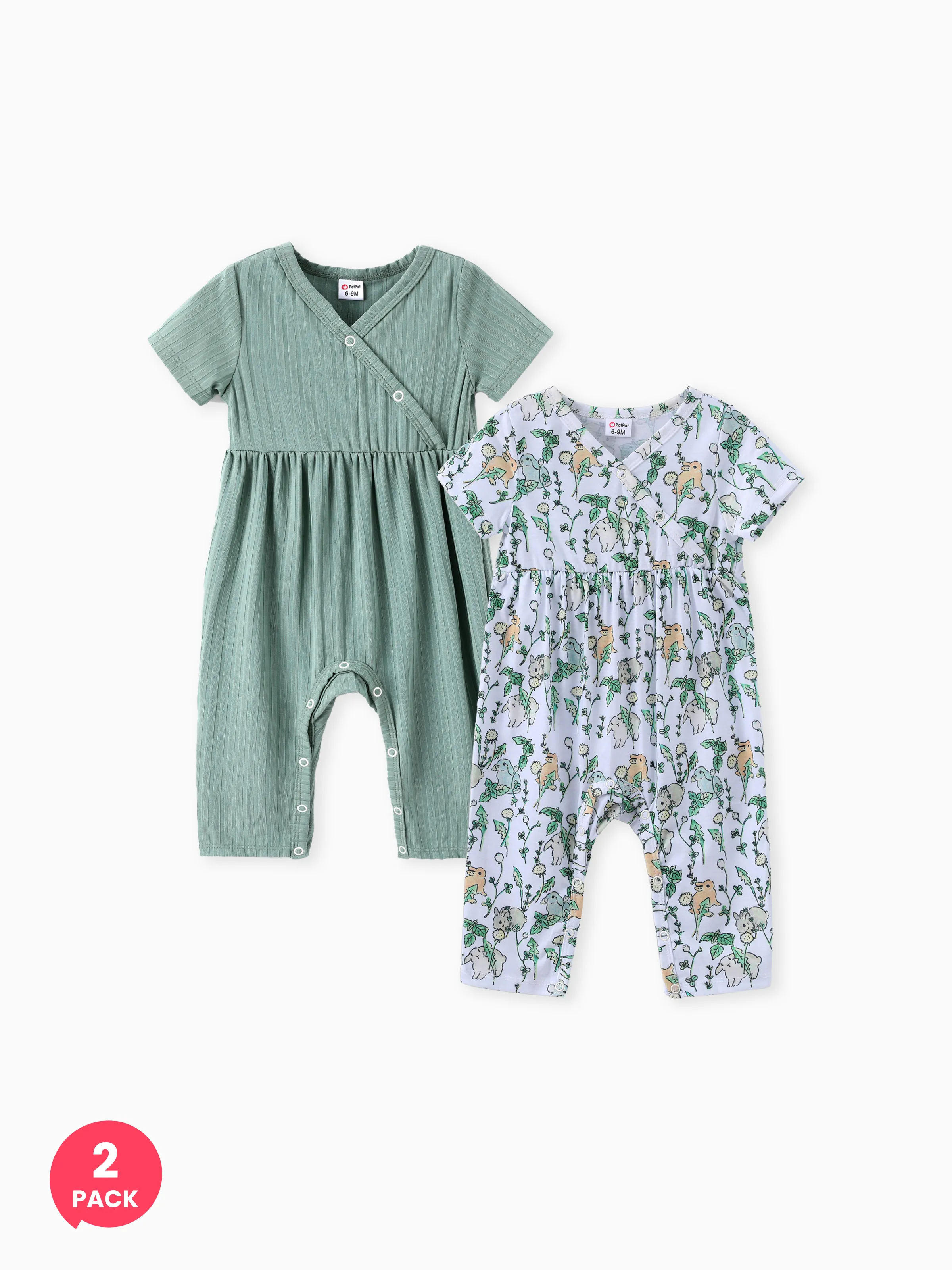 Easter 2-Pack Baby Girl Textured Romper